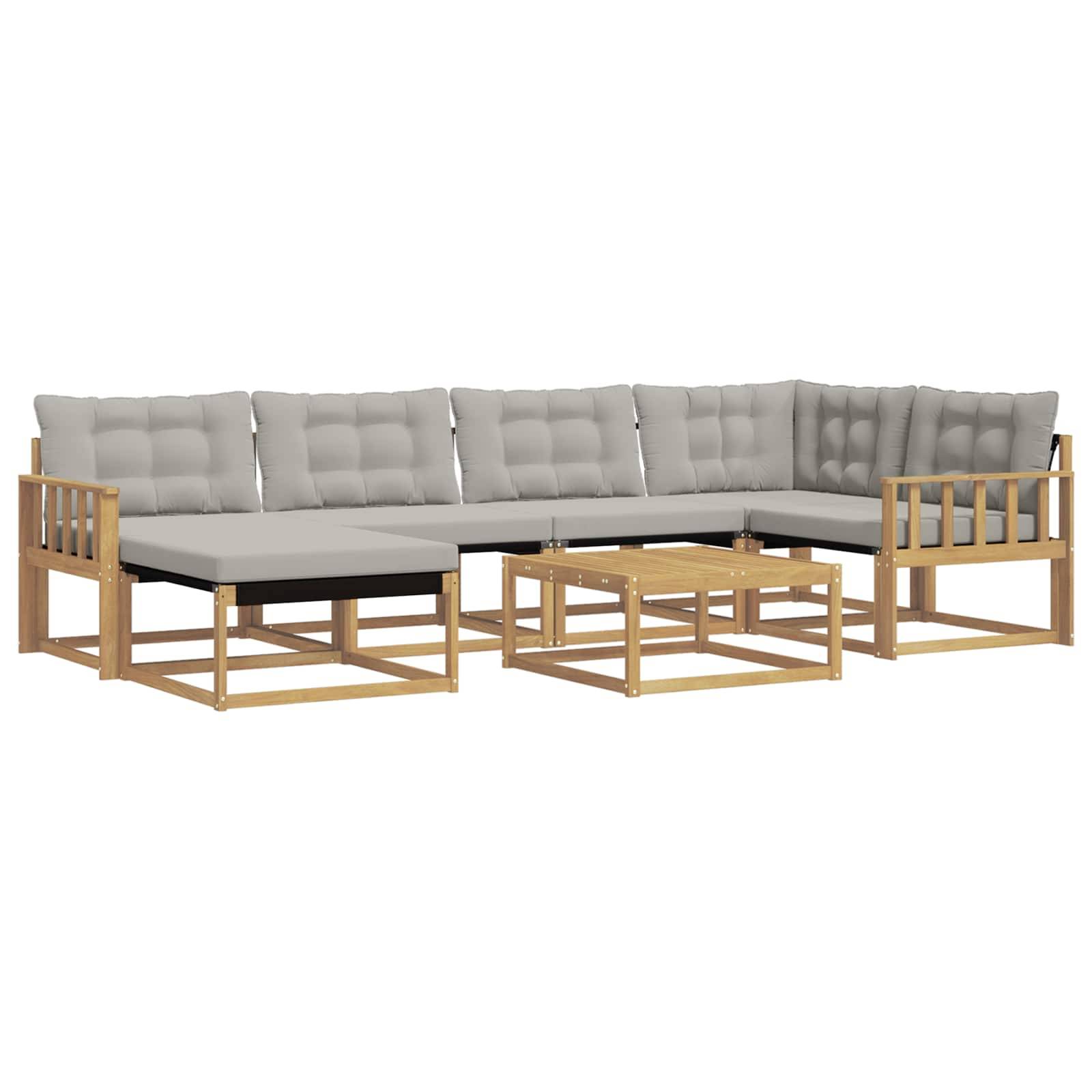 vidaXL Outdoor-Sofagarnitur 7 pcs Weiß und Hellgrau 79 x 79 x 37 cm