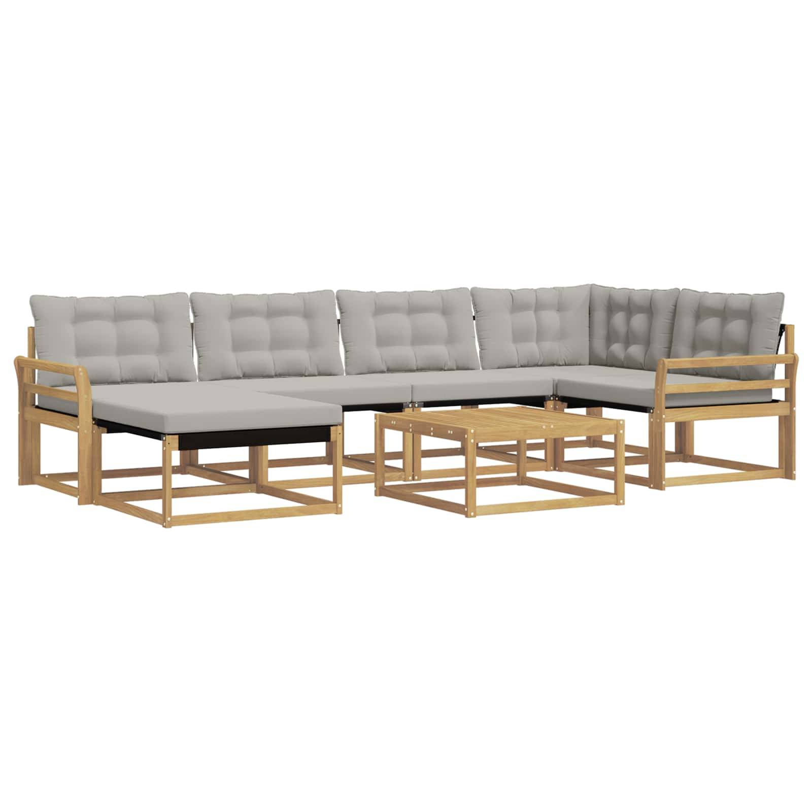 vidaXL Outdoor-Sofagarnitur 7 pcs Weiß und Hellgrau 79 x 79 x 37 cm