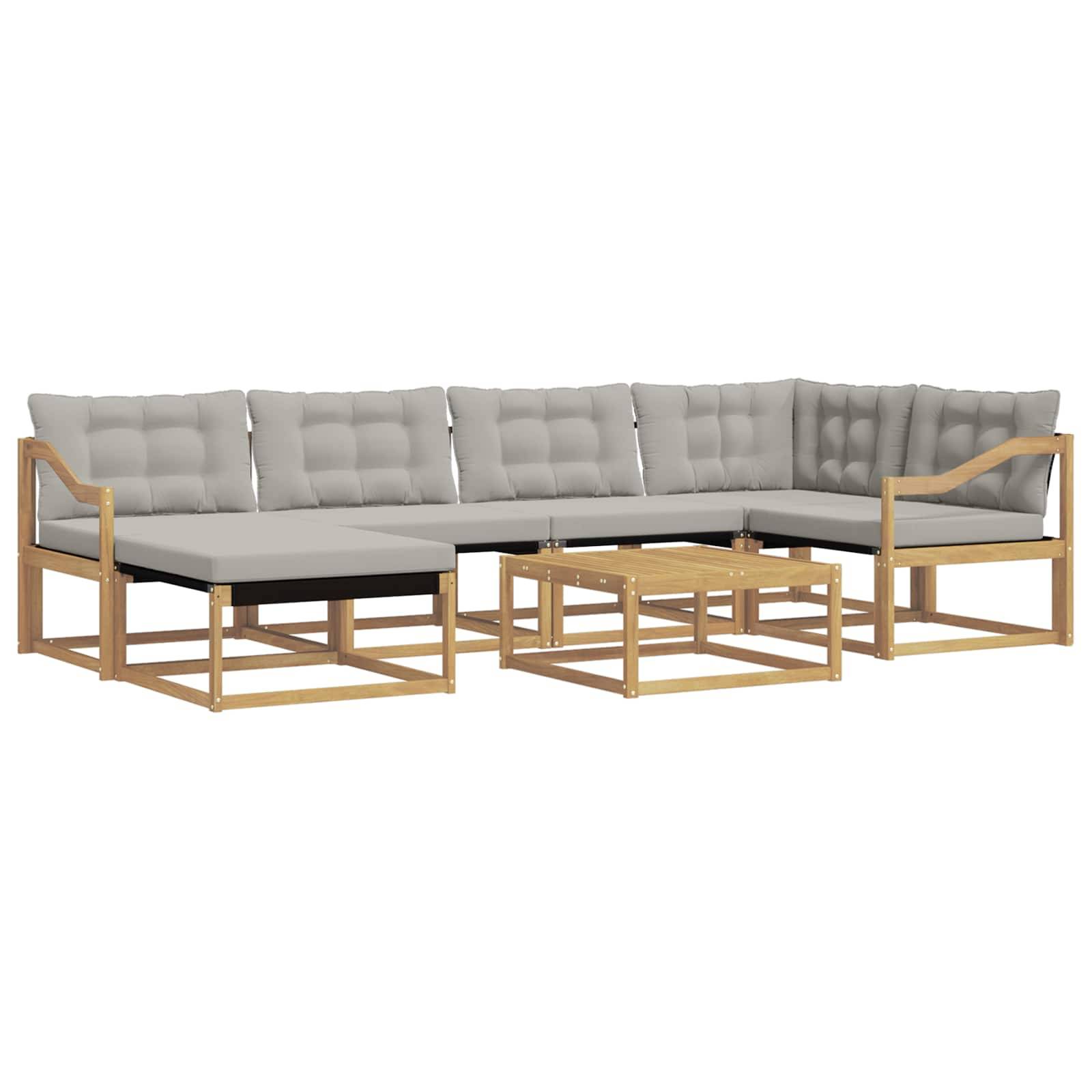 vidaXL Outdoor-Sofagarnitur 7 pcs Weiß und Hellgrau 79 x 79 x 37 cm