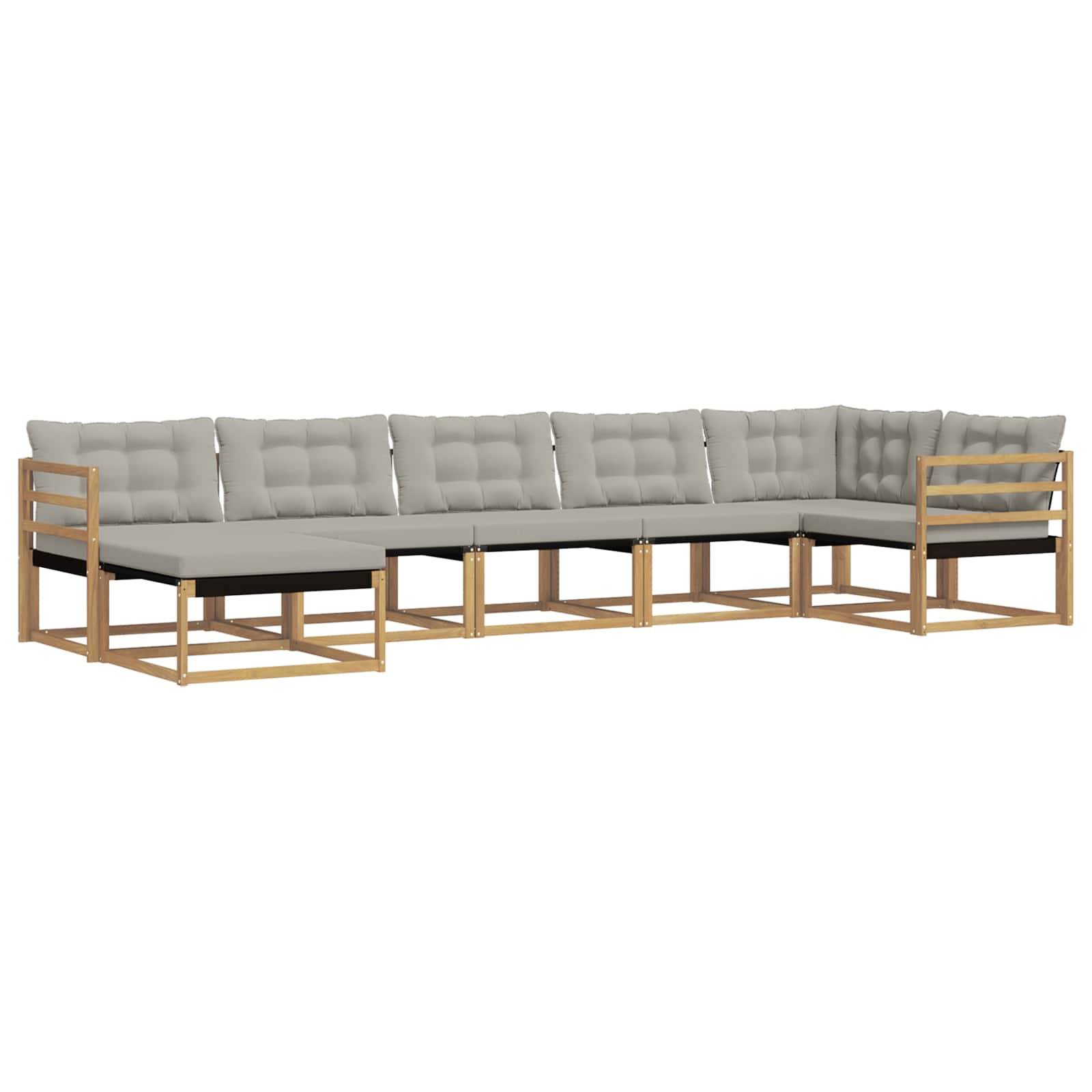 vidaXL Outdoor-Sofagarnitur 7 pcs Weiß und Hellgrau