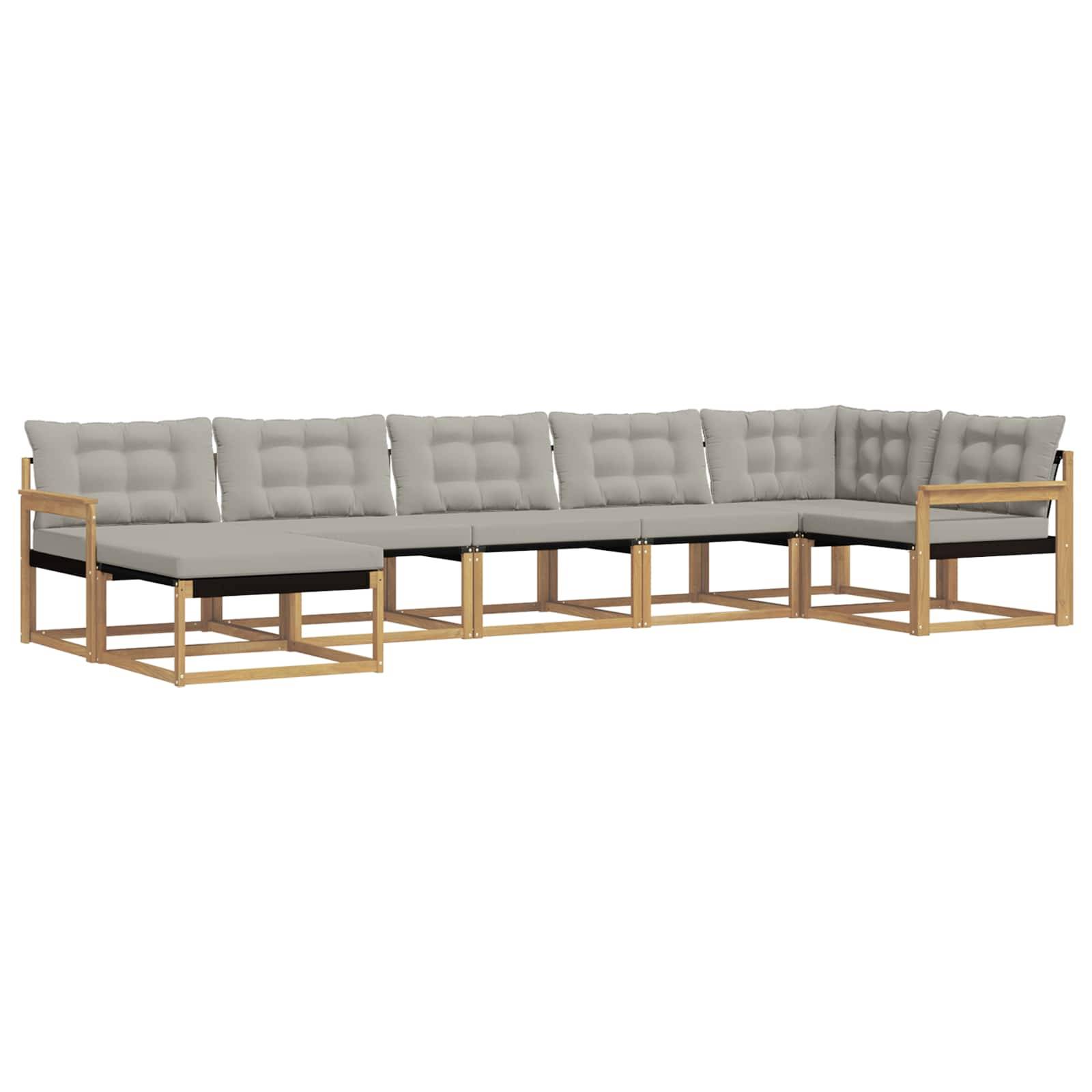 vidaXL Outdoor-Sofagarnitur 7 pcs Weiß und Hellgrau