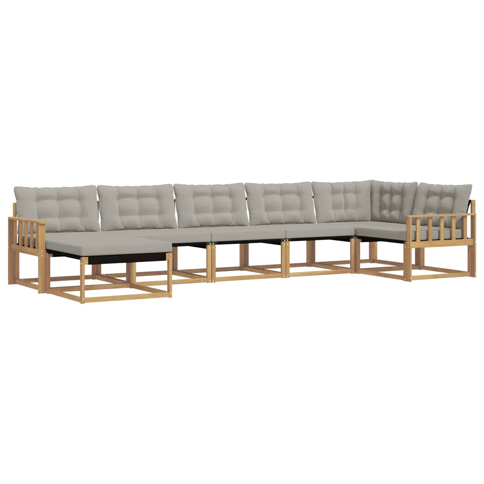 vidaXL Outdoor-Sofagarnitur 7 pcs Weiß und Hellgrau