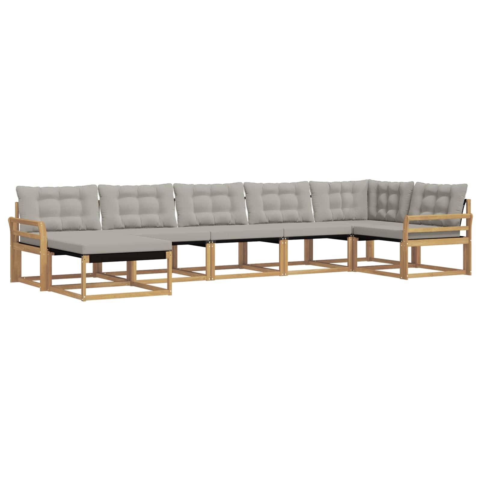vidaXL Outdoor-Sofagarnitur 7 pcs Weiß und Hellgrau