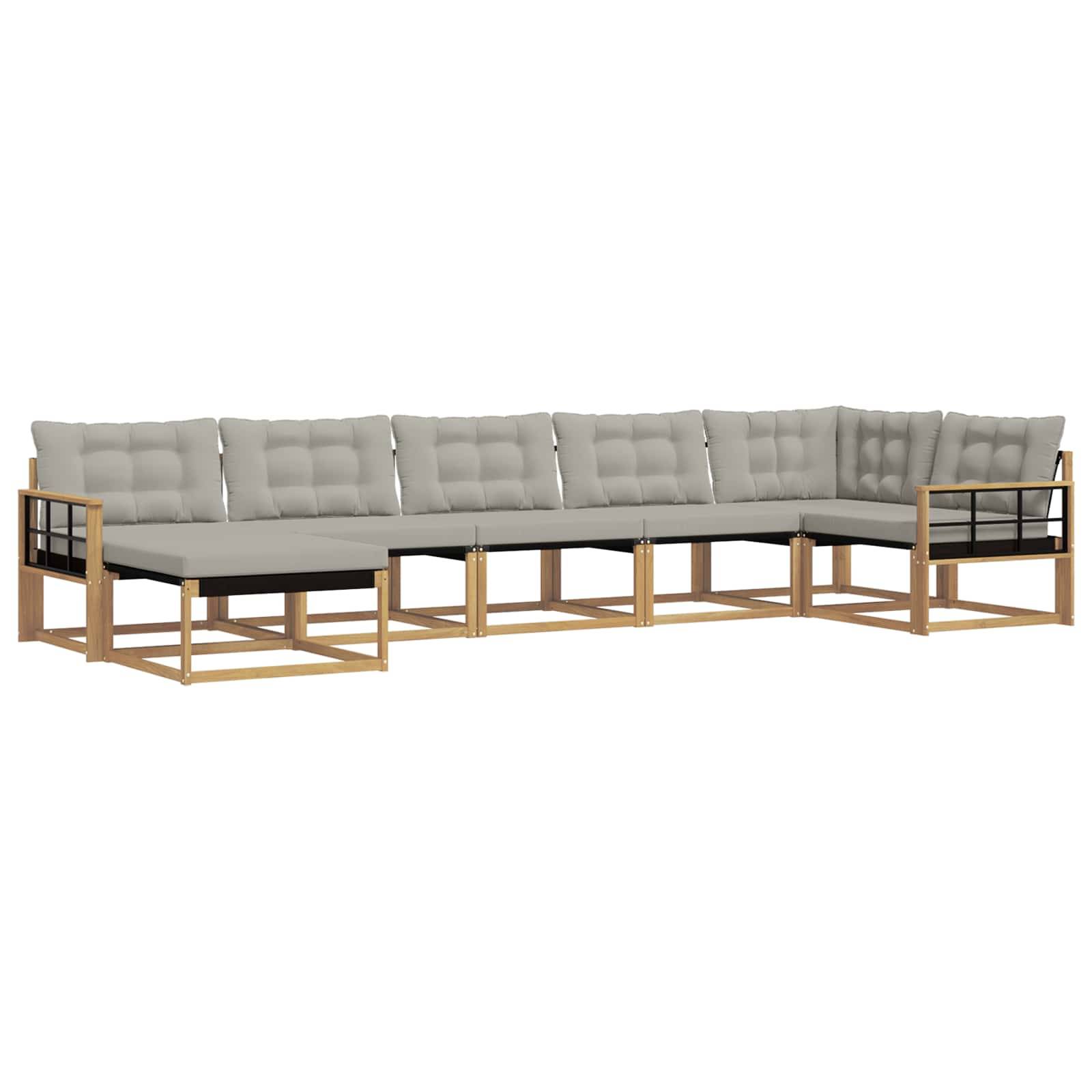 vidaXL Outdoor-Sofagarnitur 7 pcs Weiß und Hellgrau