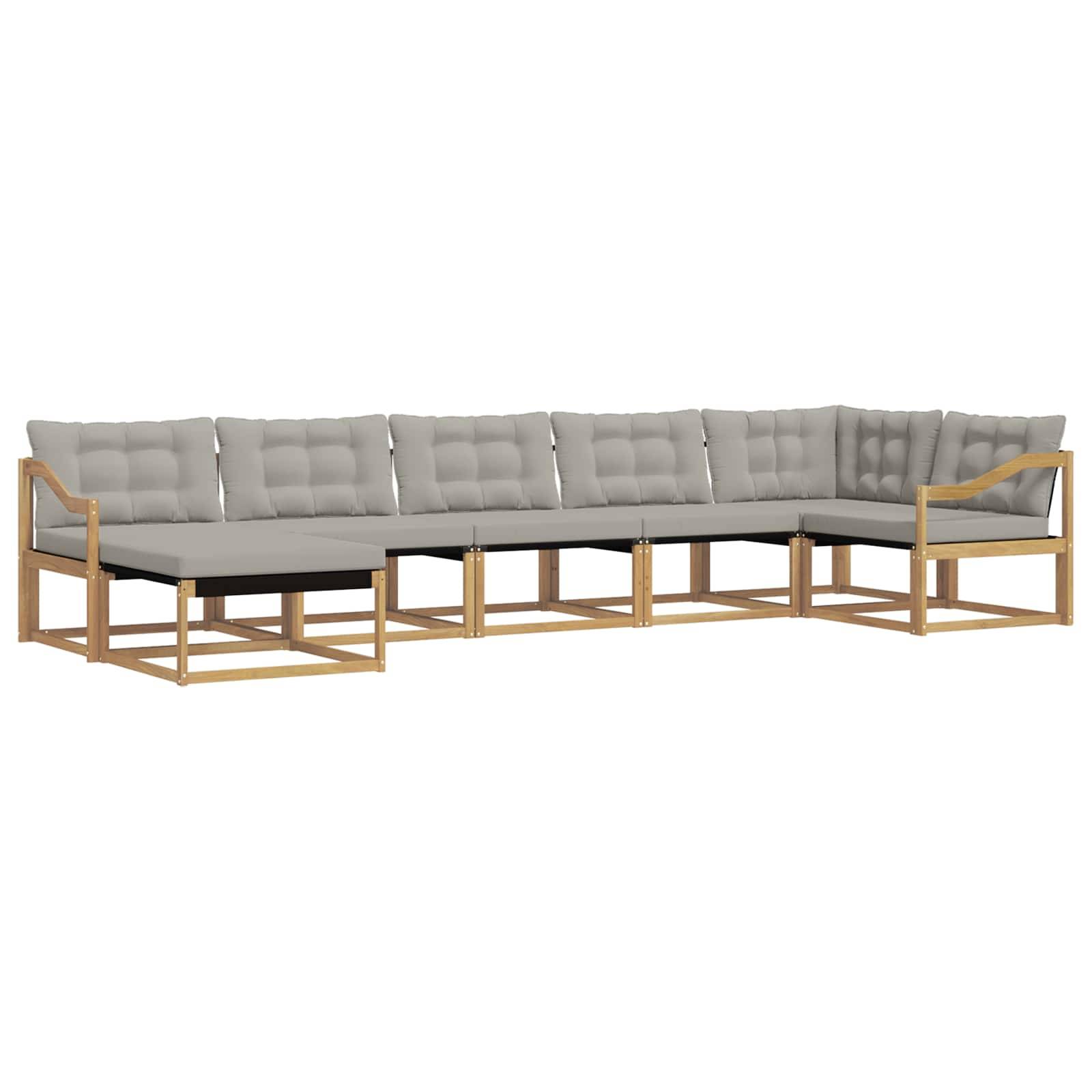 vidaXL Outdoor-Sofagarnitur 7 pcs Weiß und Hellgrau