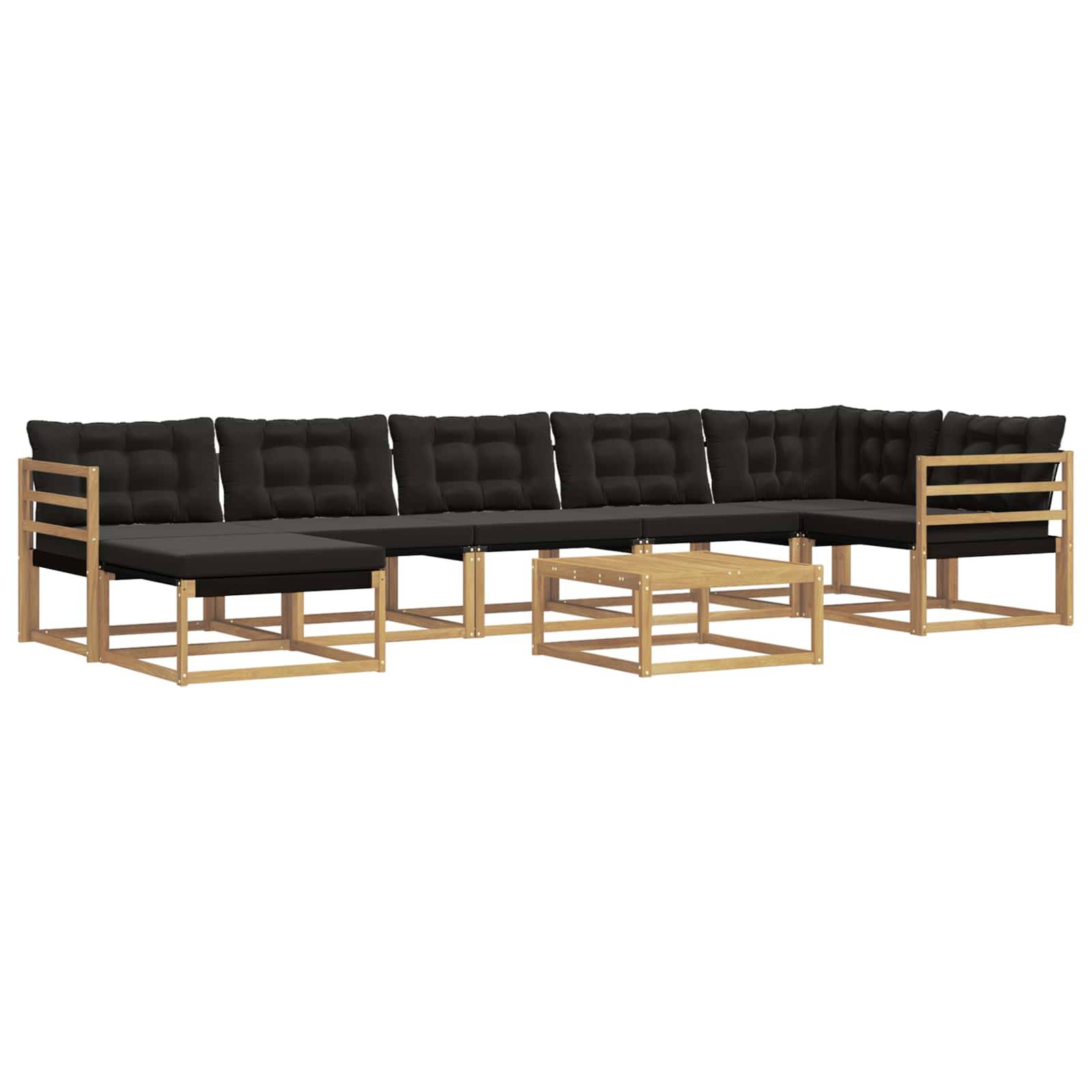 vidaXL Outdoor-Sofagarnitur 8 pcs Weiß und Schwarz Massivholz Akazie
