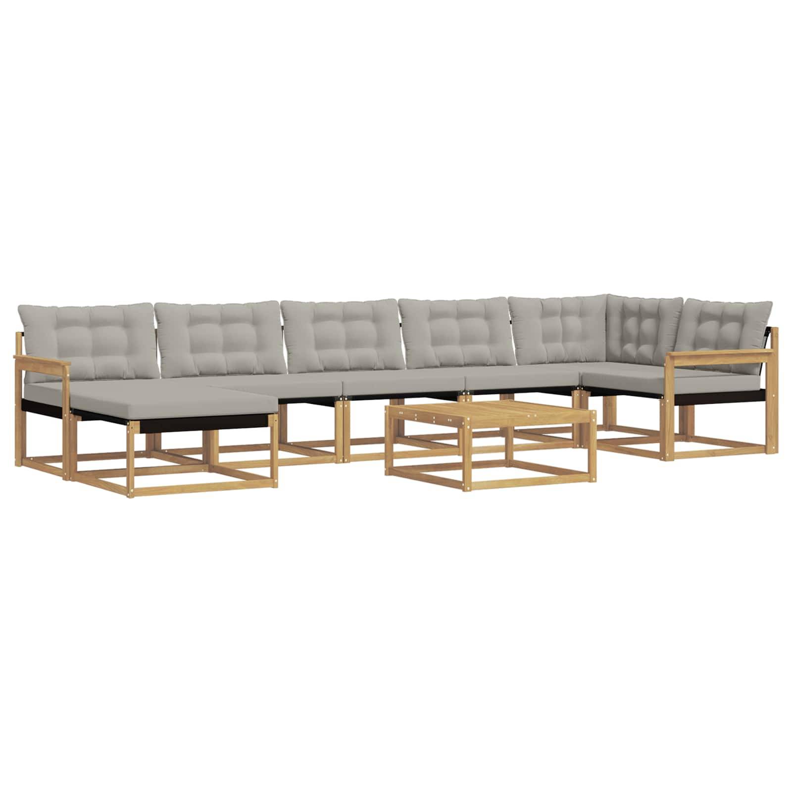 vidaXL Outdoor-Sofagarnitur 8 pcs Weiß und Hellgrau 79 x 79 x 37 cm