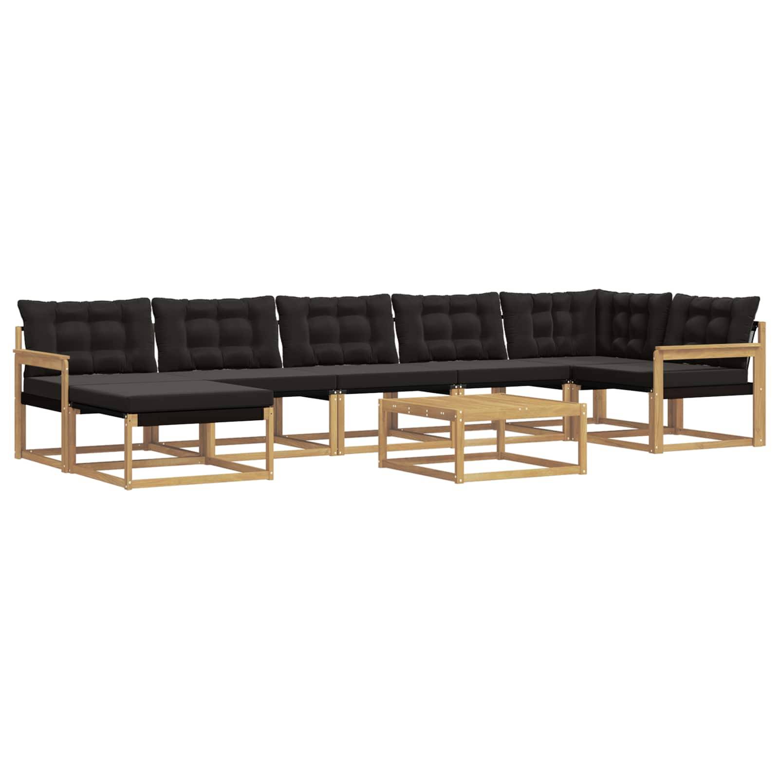 vidaXL Outdoor-Sofagarnitur 8 pcs Weiß und Schwarz Massivholz Akazie