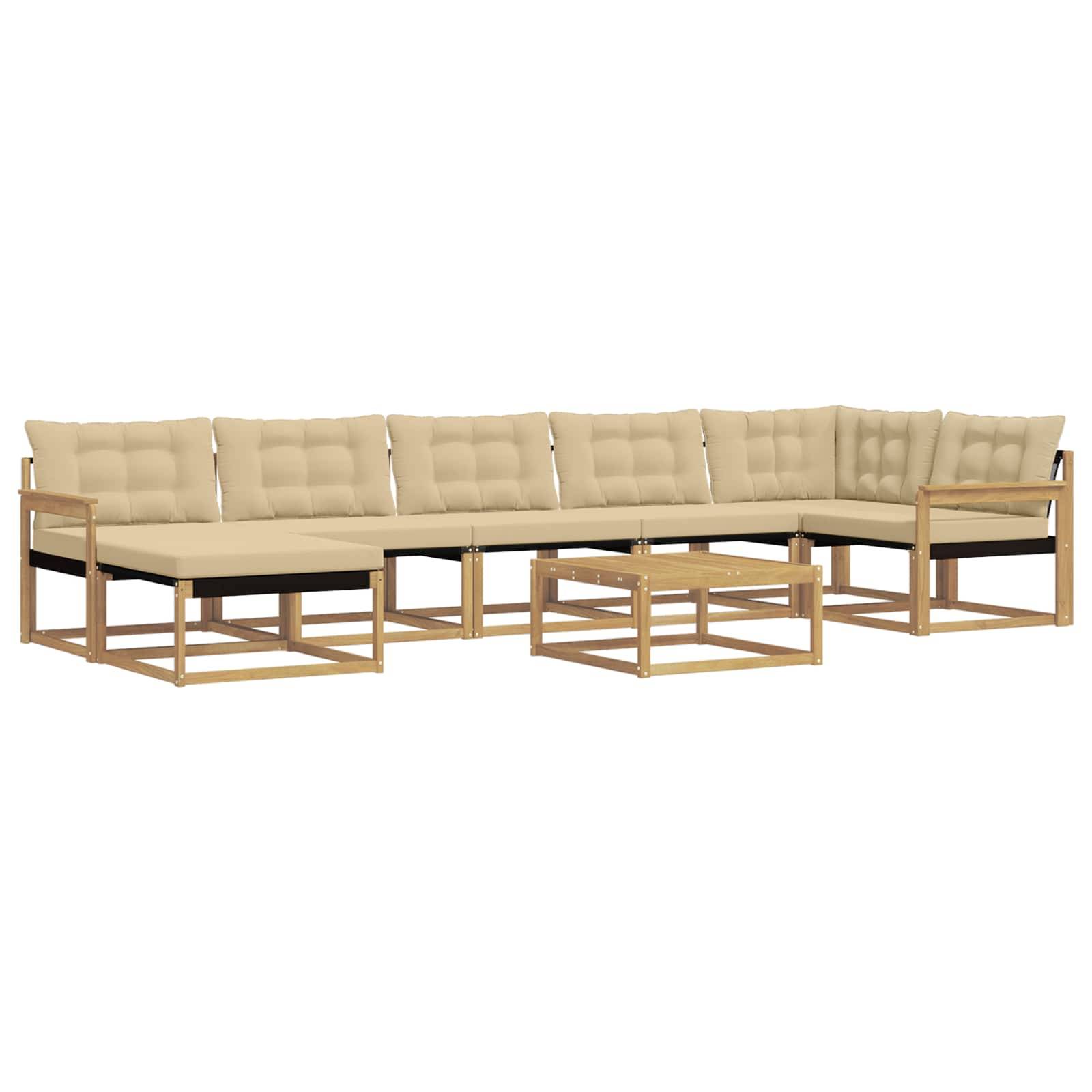 vidaXL Outdoor-Sofagarnitur 8 pcs Weiß und Beige Massivholz Akazie