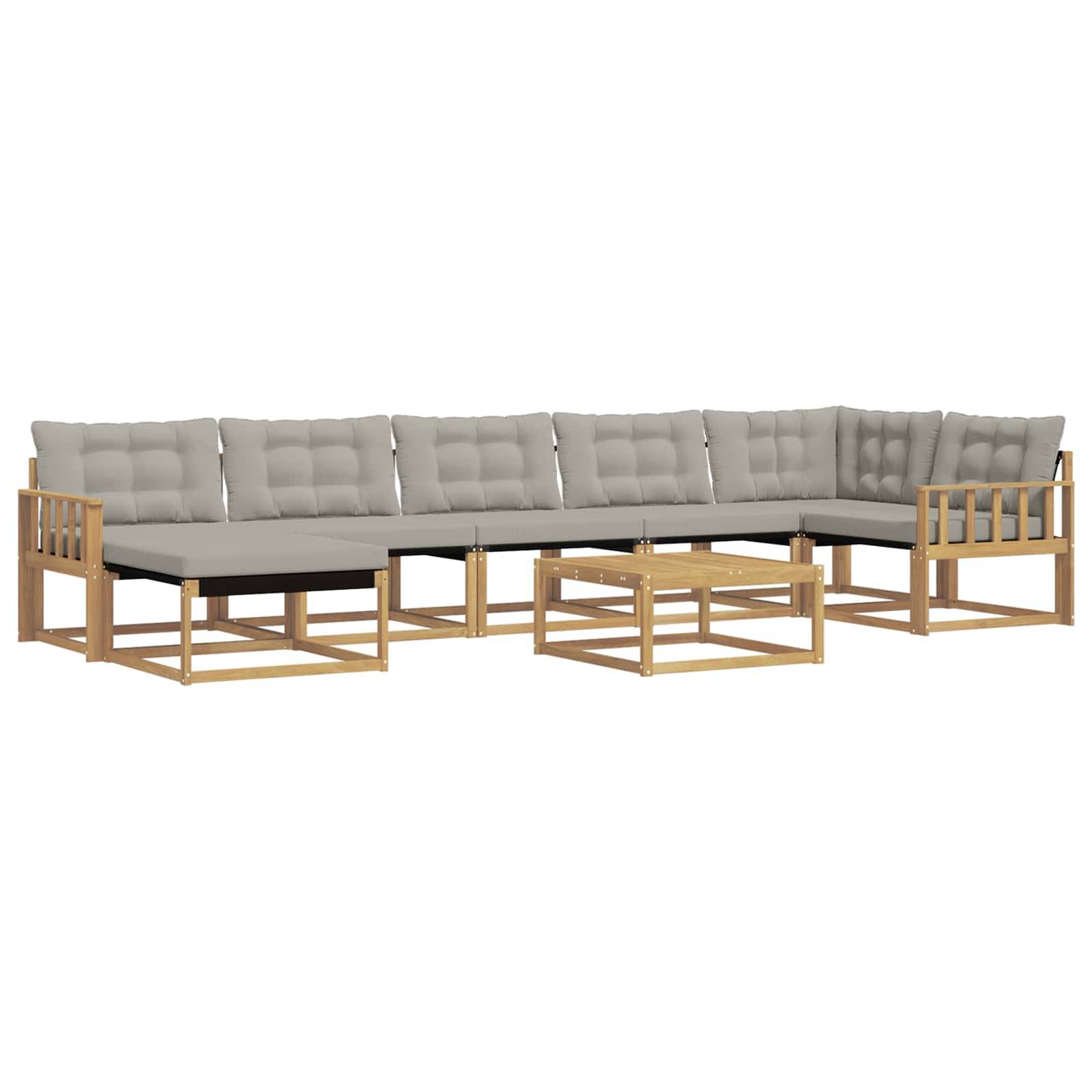 vidaXL Outdoor-Sofagarnitur 8 pcs Weiß und Hellgrau 79 x 79 x 37 cm
