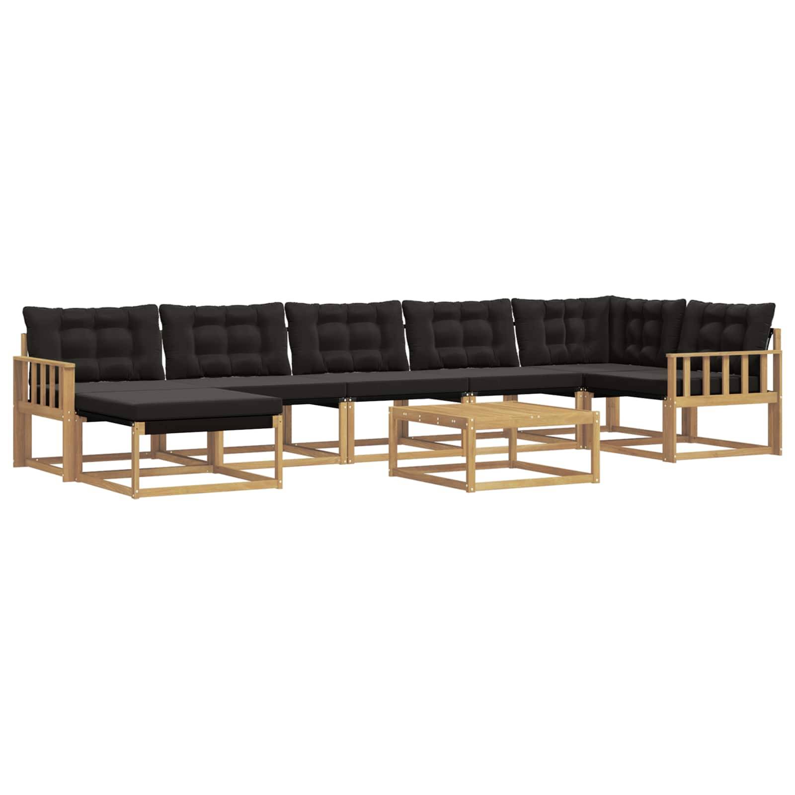 vidaXL Outdoor-Sofagarnitur 8 pcs Weiß und Schwarz Massivholz Akazie