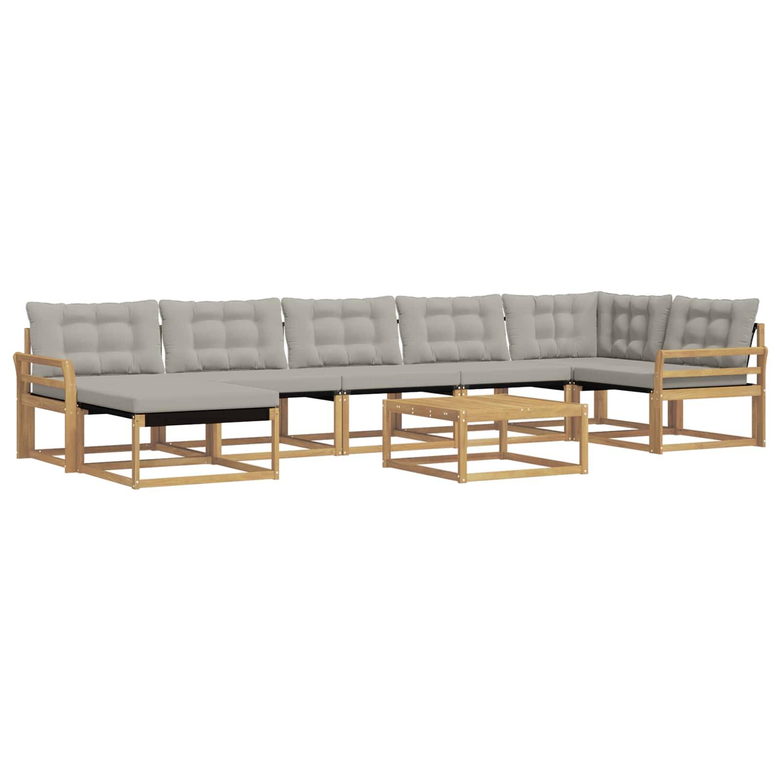 vidaXL Outdoor-Sofagarnitur 8 pcs Weiß und Hellgrau Massivholz Akazie