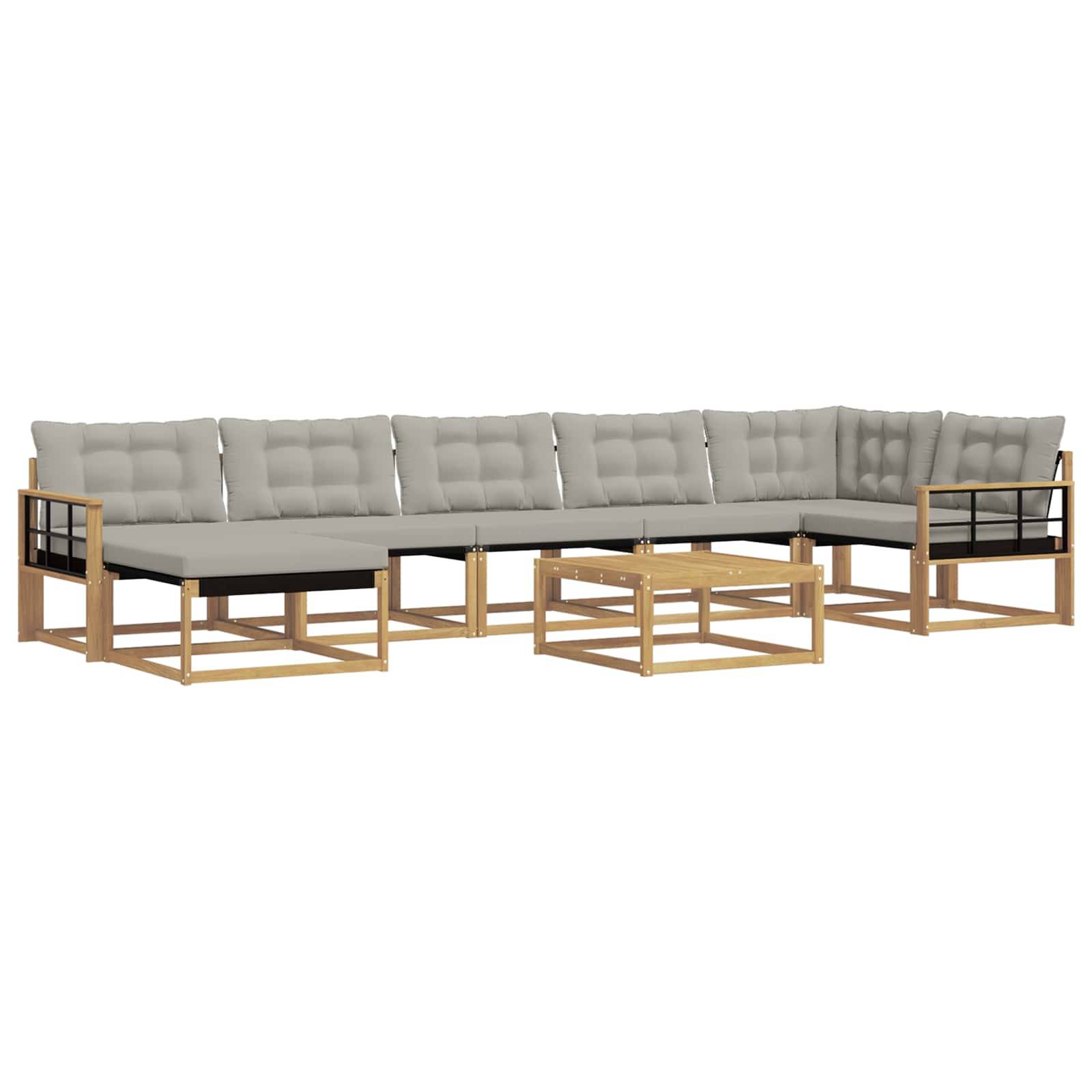 vidaXL Outdoor-Sofagarnitur 8 pcs Weiß und Hellgrau 79 x 79 x 37 cm