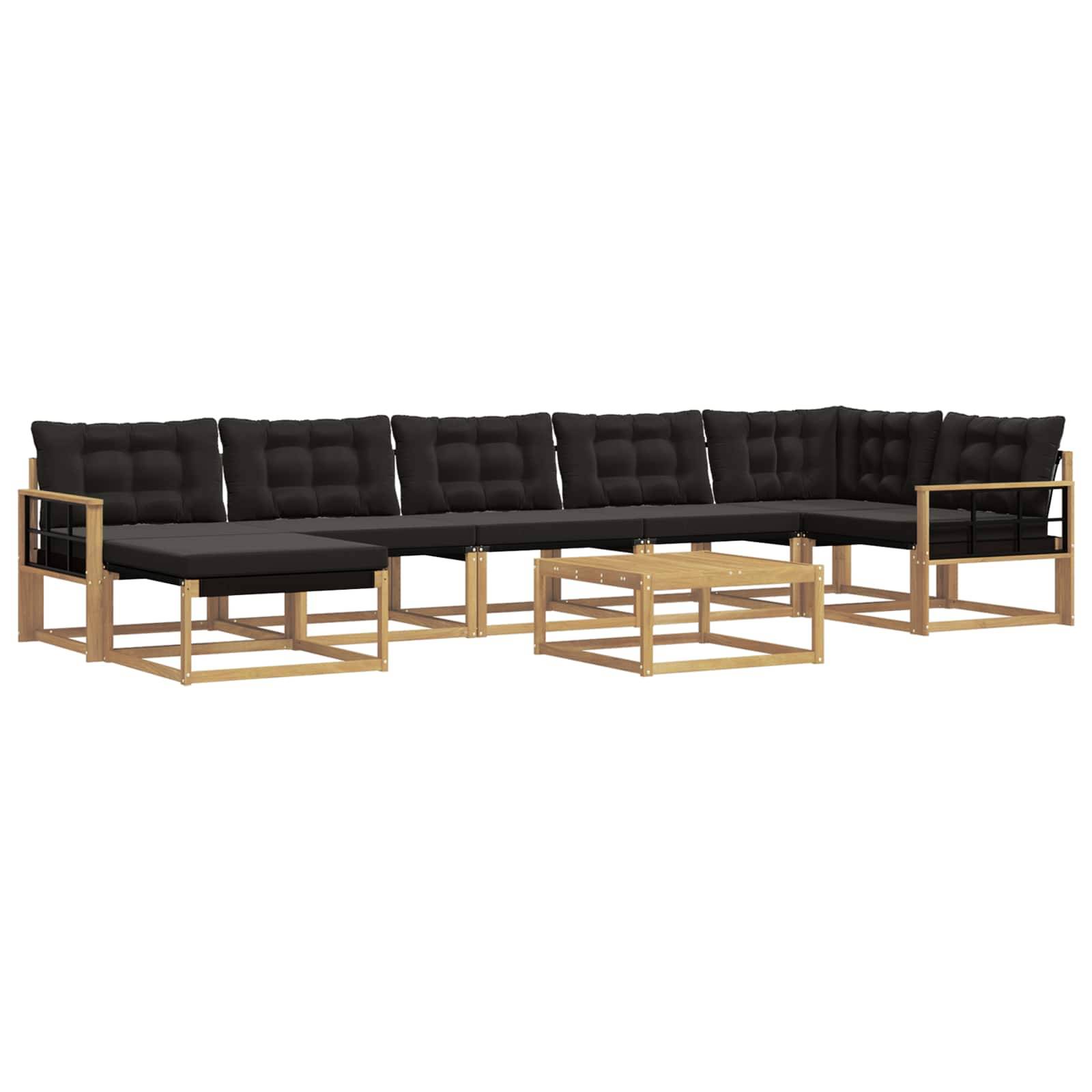 vidaXL Outdoor-Sofagarnitur 8 pcs Weiß und Schwarz Massivholz Akazie