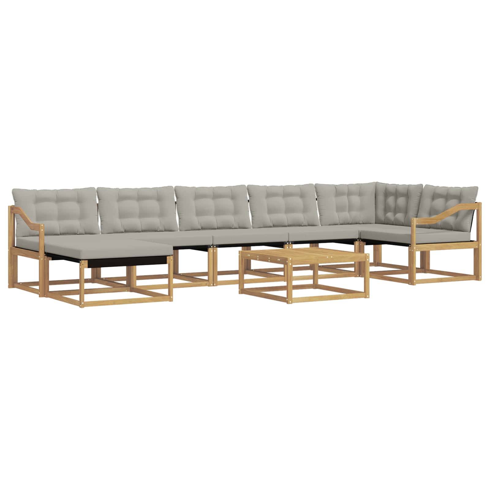 vidaXL Outdoor-Sofagarnitur 8 pcs Weiß und Hellgrau 79 x 79 x 37 cm