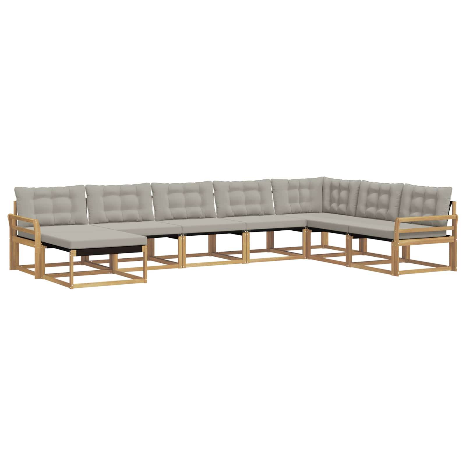 vidaXL Outdoor-Sofagarnitur 8 pcs Weiß und Hellgrau 408 x 250 x 73 cm