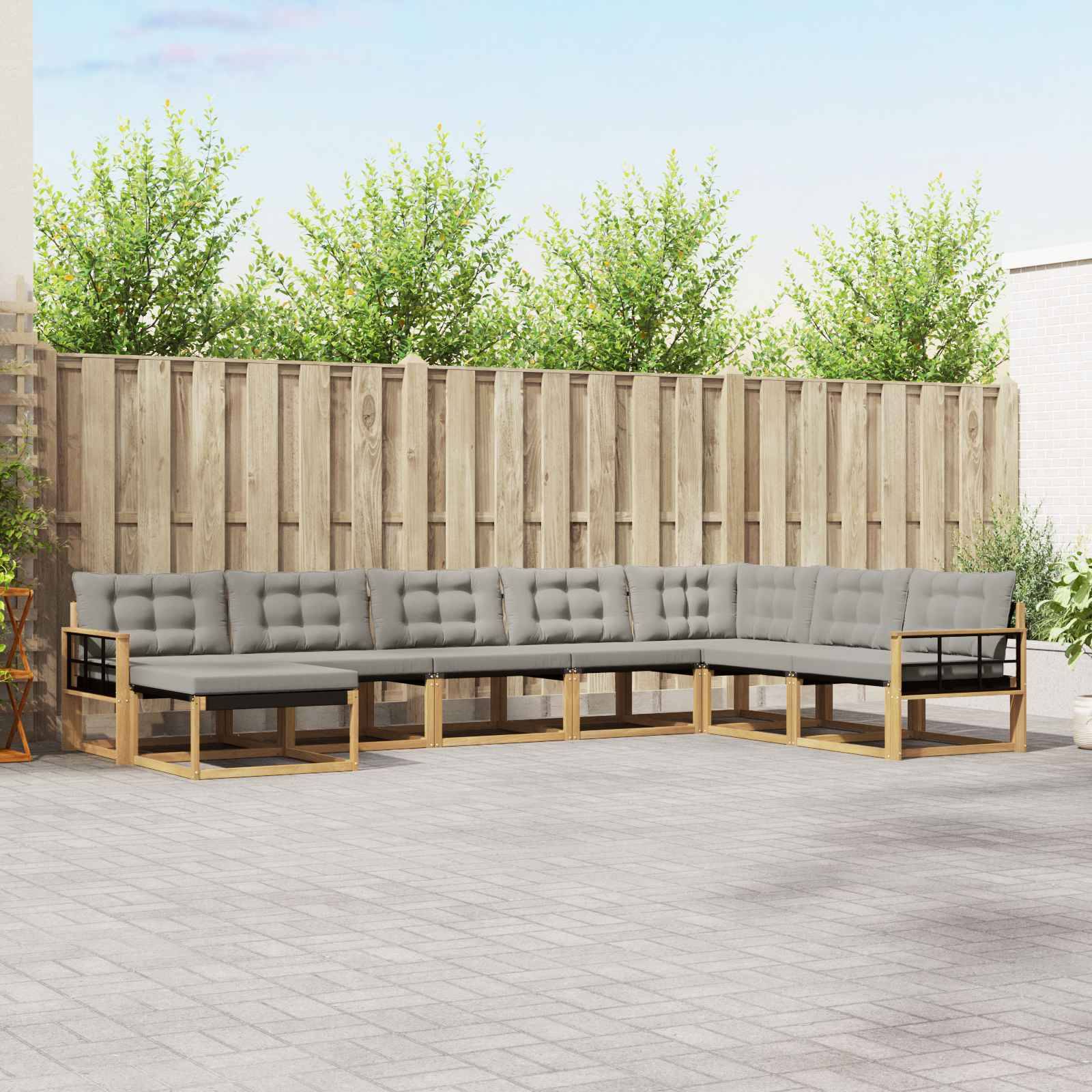 vidaXL Outdoor-Sofagarnitur 8 pcs Weiß und Hellgrau