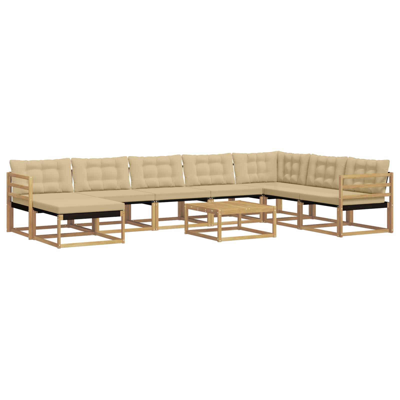 vidaXL Outdoor-Sofagarnitur 9 pcs Weiß und Beige Massivholz Akazie