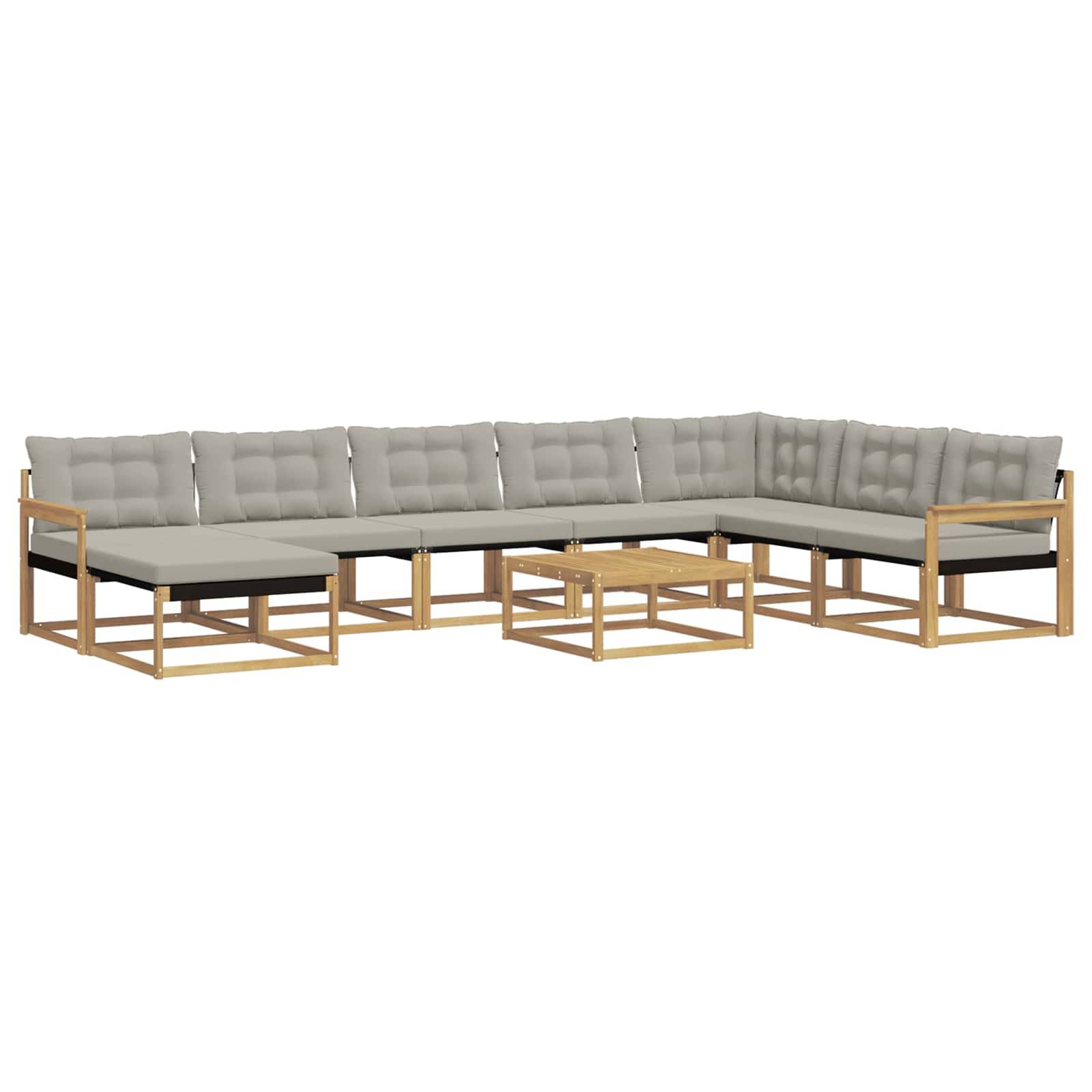 vidaXL Outdoor-Sofagarnitur 9 pcs Weiß und Hellgrau Massivholz Akazie