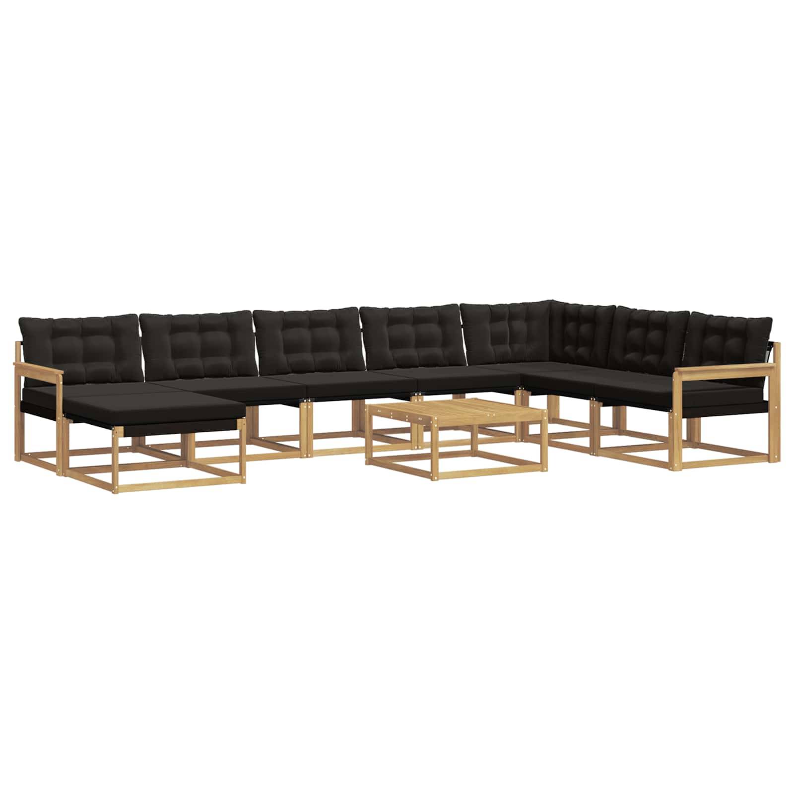 vidaXL Outdoor-Sofagarnitur 9 pcs Weiß und Schwarz Massivholz Akazie