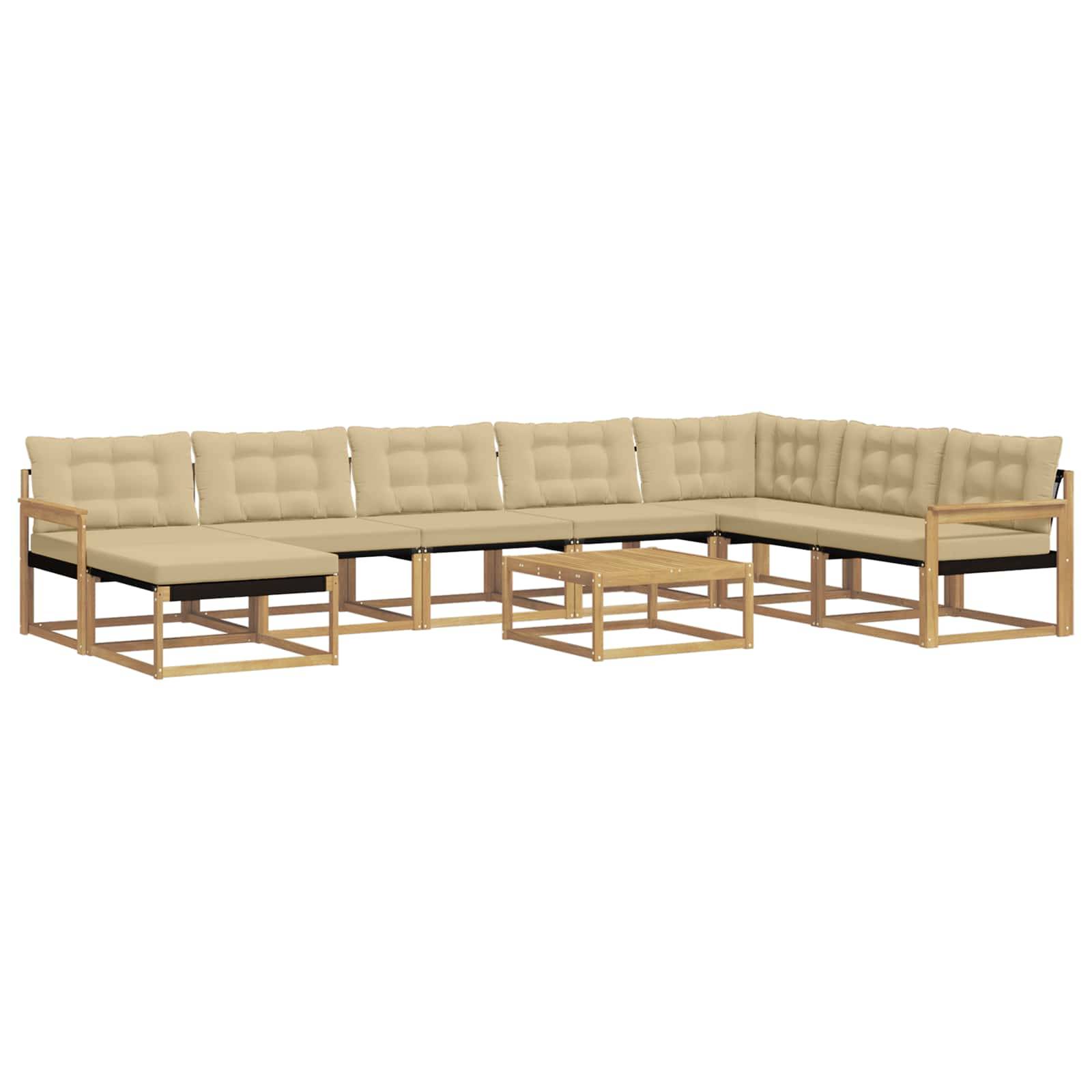 vidaXL Outdoor-Sofagarnitur 9 pcs Weiß und Beige Massivholz Akazie
