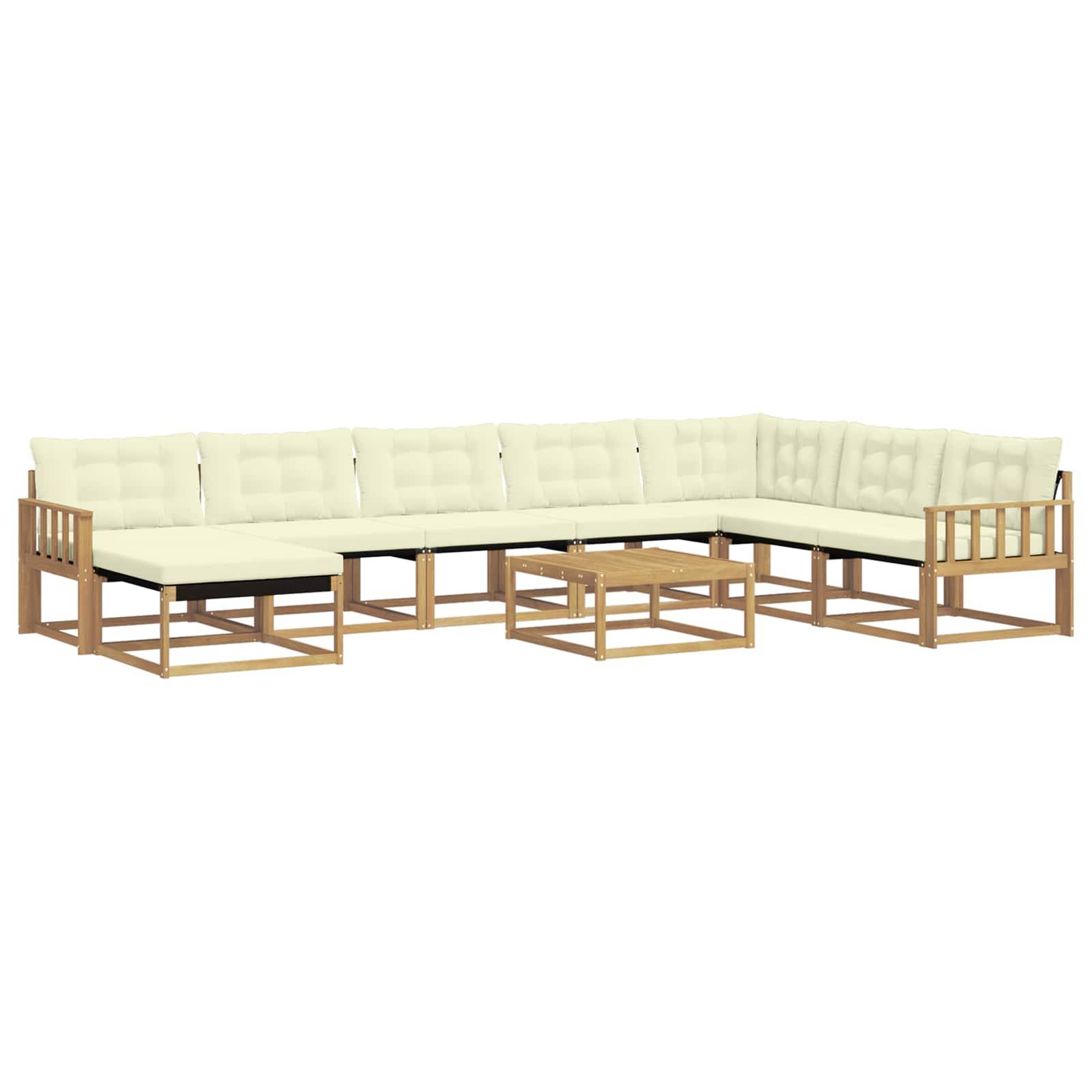 vidaXL Outdoor-Sofagarnitur 9 pcs Weiß und Creme Massivholz Akazie