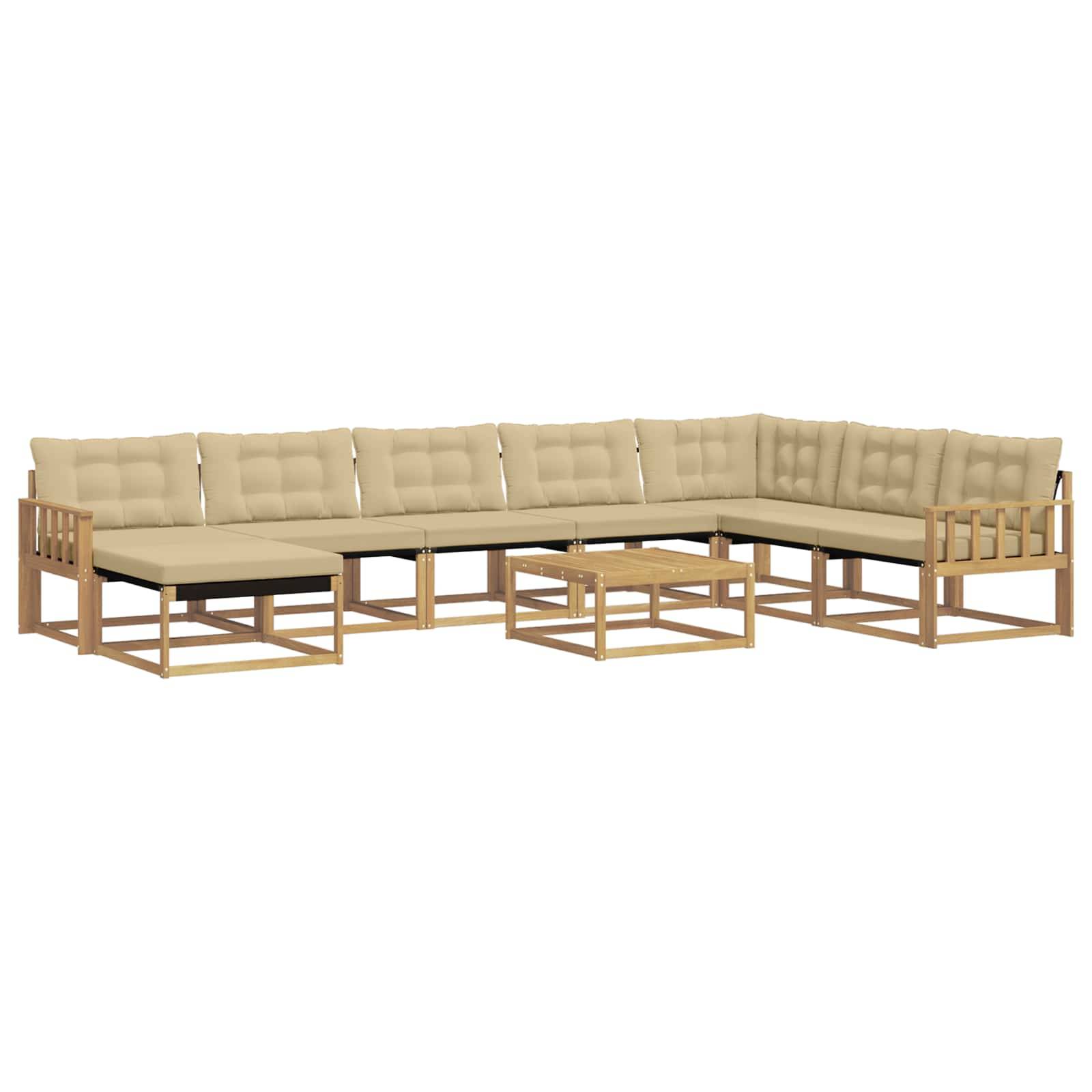 vidaXL Outdoor-Sofagarnitur 9 pcs Weiß und Beige Massivholz Akazie