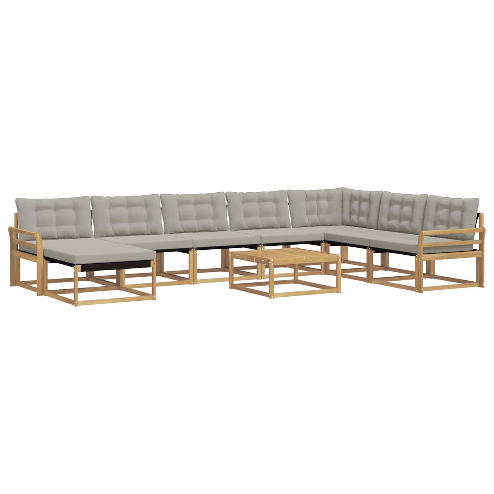 vidaXL Outdoor-Sofagarnitur 9 pcs Weiß und Hellgrau 79 x 79 x 37 cm