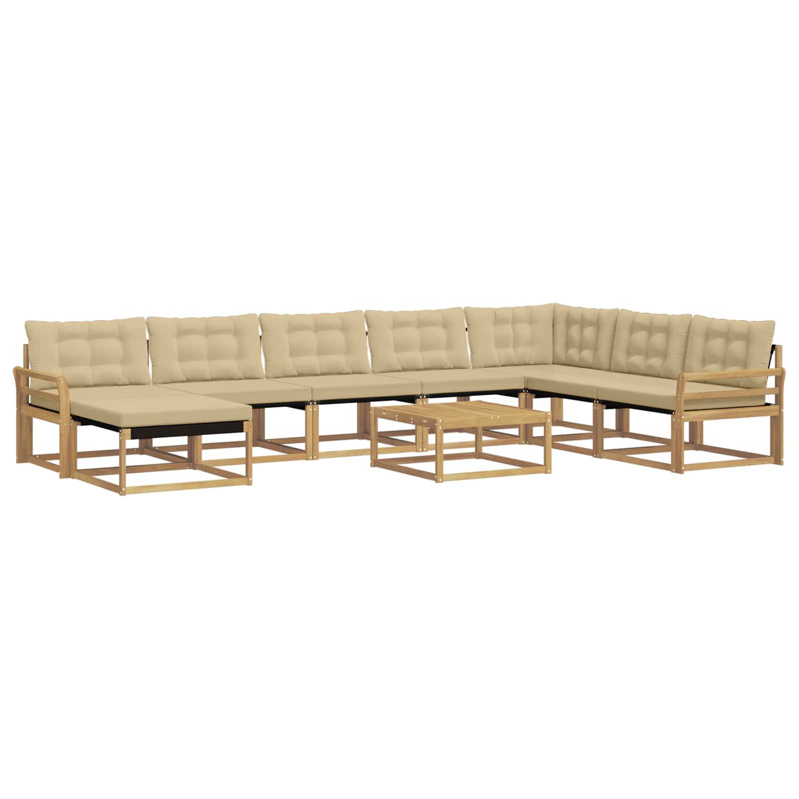 vidaXL Outdoor-Sofagarnitur 9 pcs Weiß und Beige Massivholz Akazie