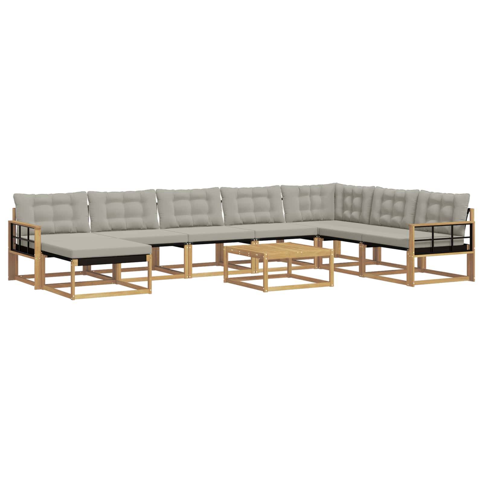 vidaXL Outdoor-Sofagarnitur 9 pcs Weiß und Hellgrau 79 x 79 x 37 cm