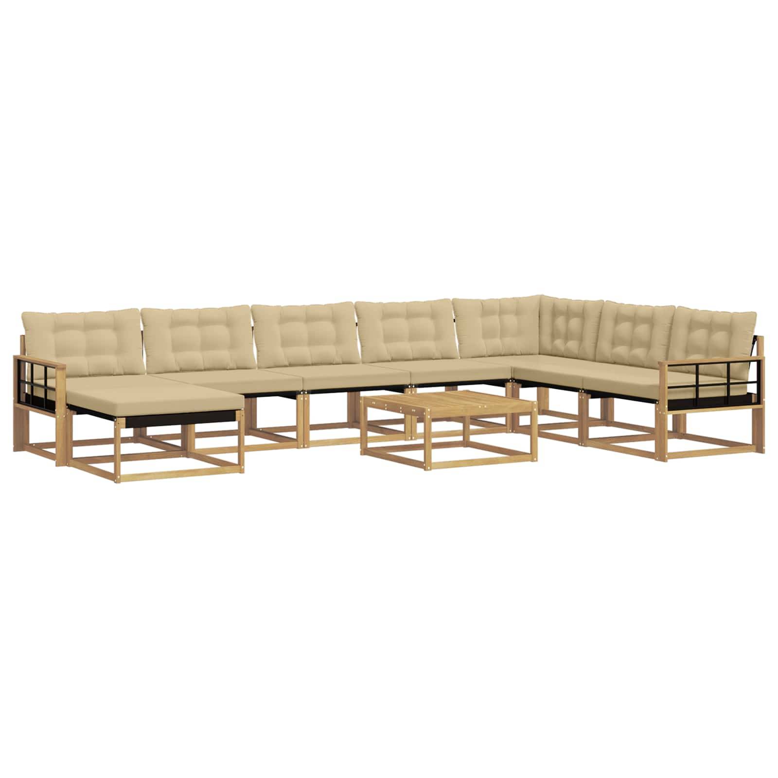 vidaXL Outdoor-Sofagarnitur 9 pcs Weiß und Beige Massivholz Akazie