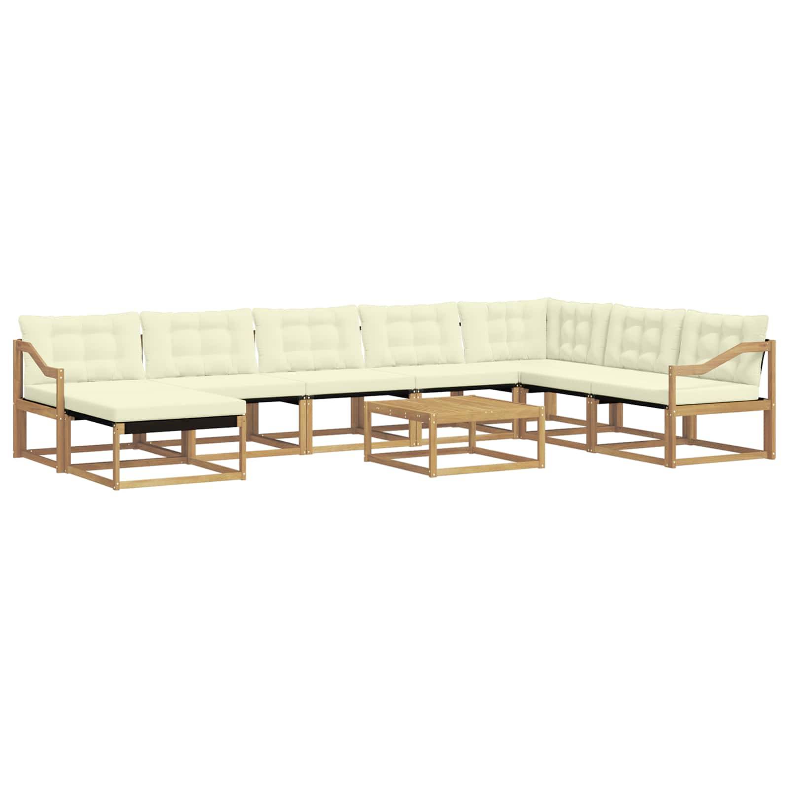 vidaXL Outdoor-Sofagarnitur 9 pcs Weiß und Creme Massivholz Akazie