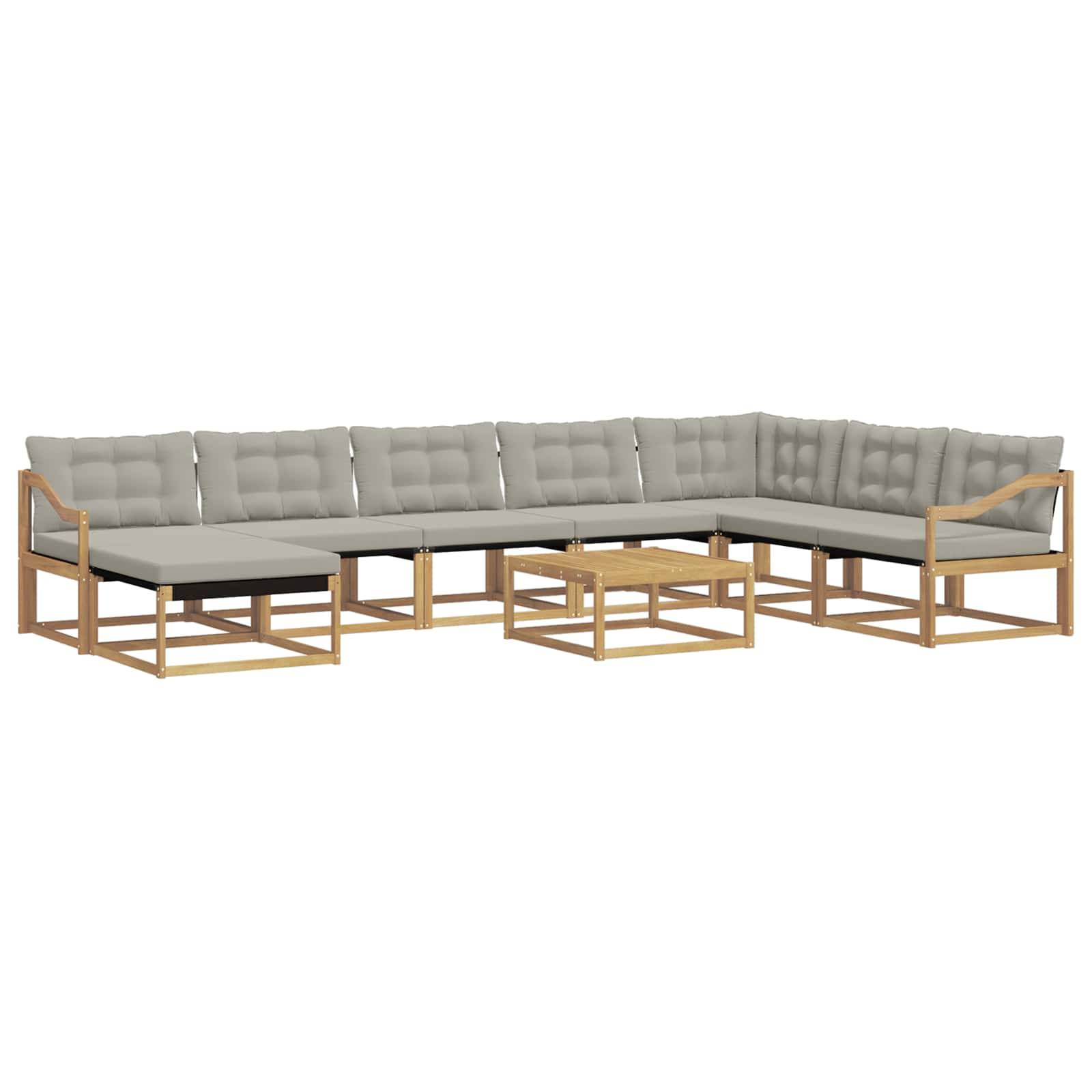 vidaXL Outdoor-Sofagarnitur 9 pcs Weiß und Hellgrau 79 x 79 x 37 cm