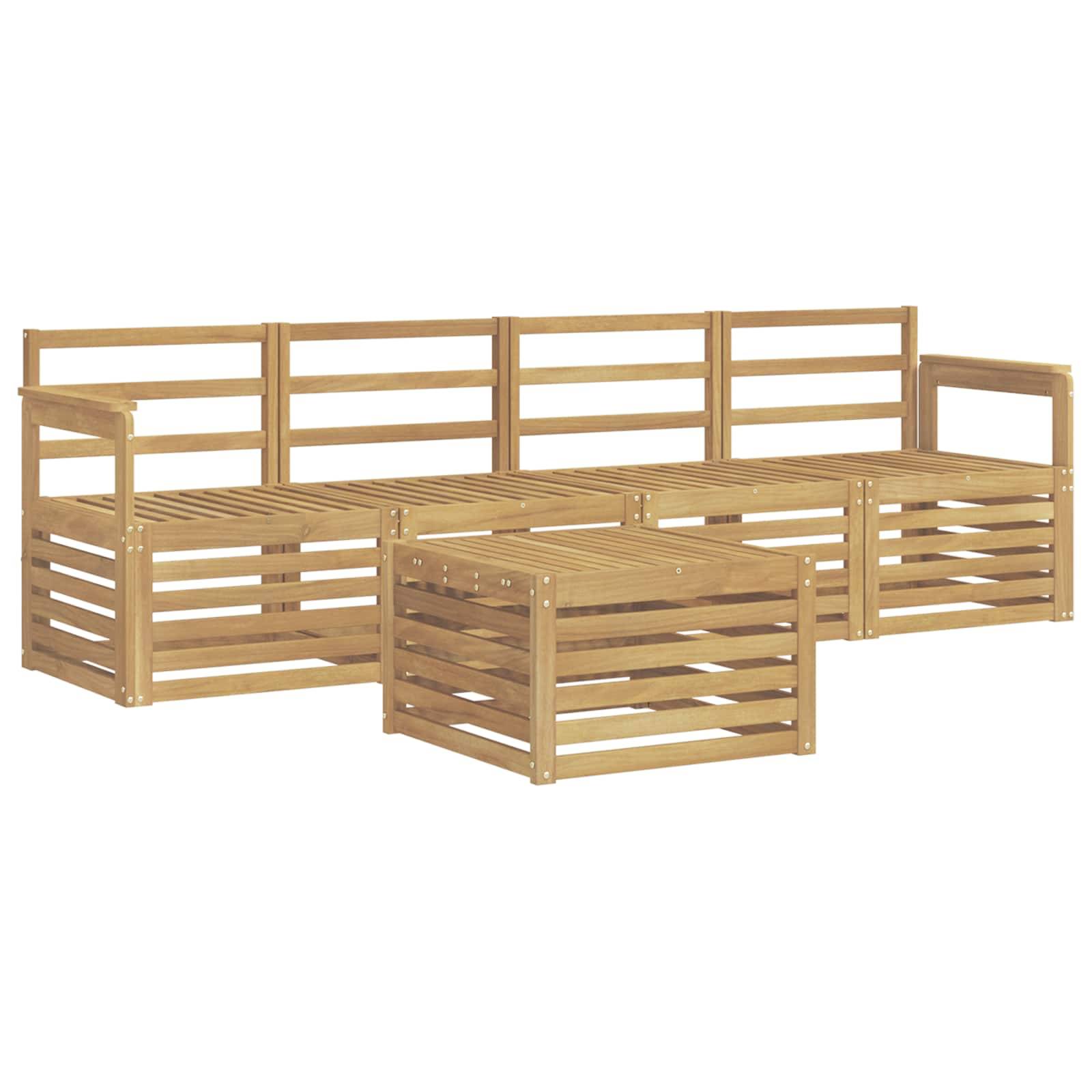 vidaXL Outdoor-Sofagarnitur 5 pcs Weiß Massivholz Akazie