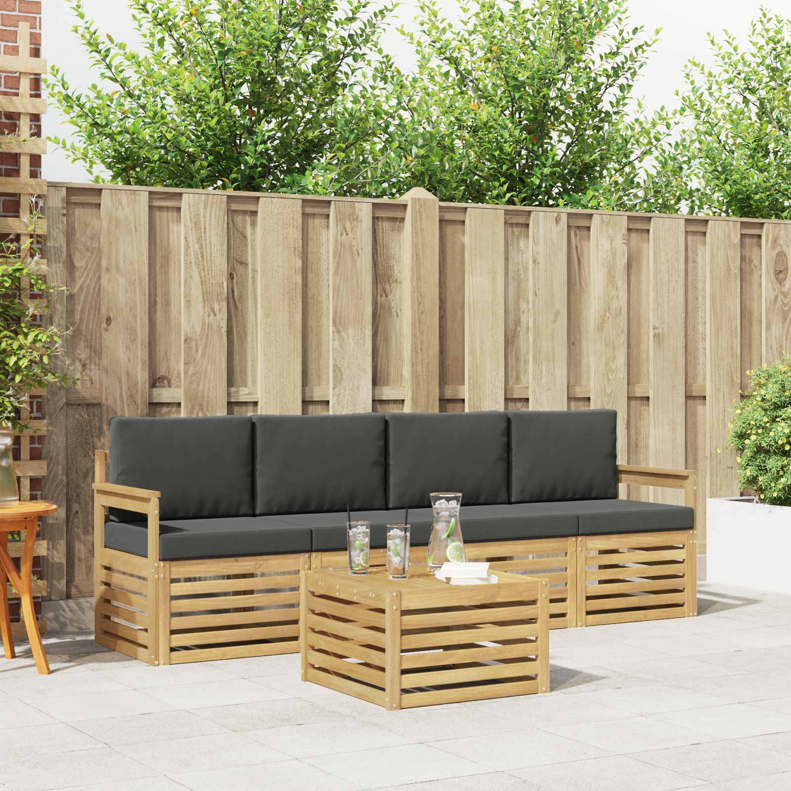 vidaXL Outdoor-Sofagarnitur 5 pcs Weiß und Anthrazit Polyester