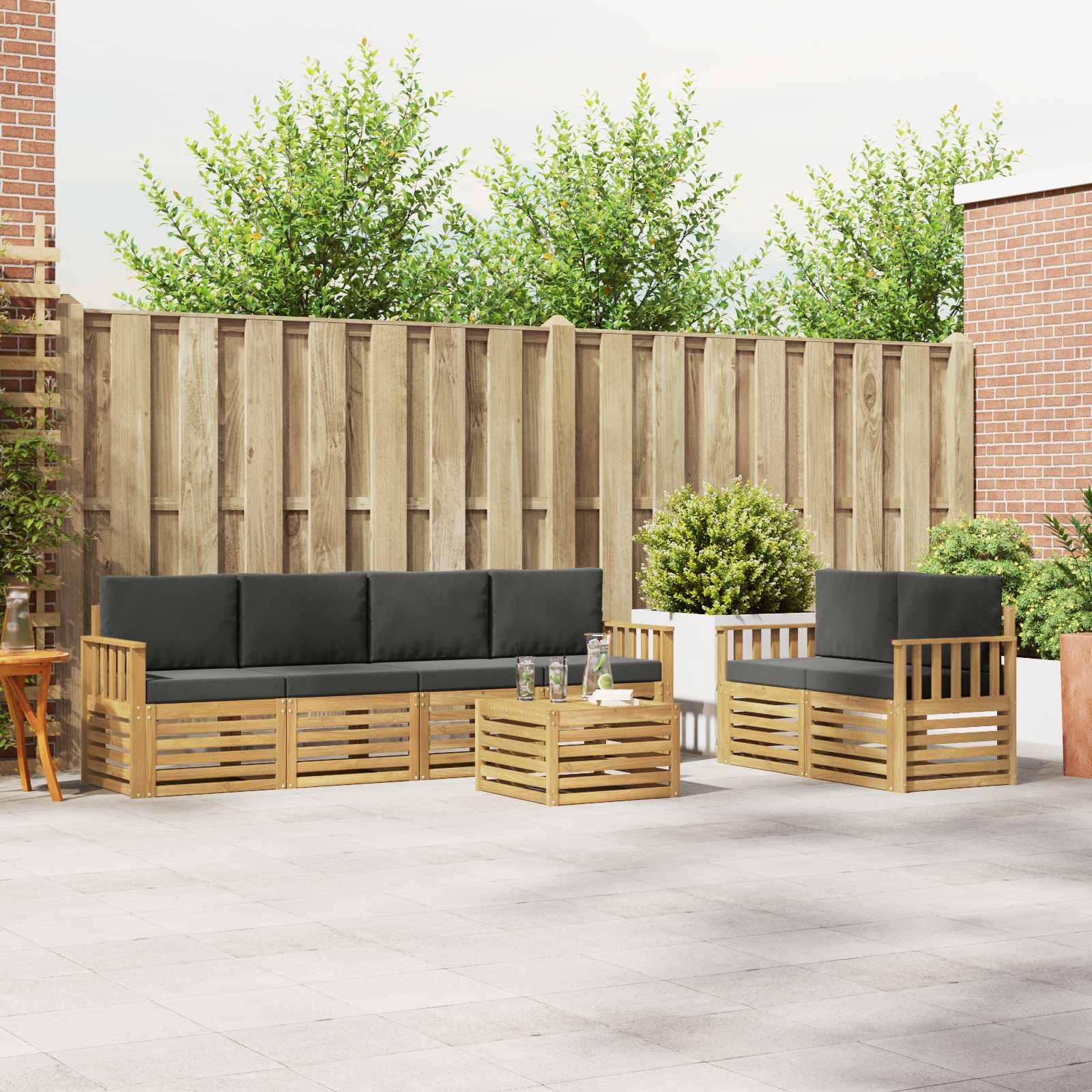 vidaXL Outdoor-Sofagarnitur 7 pcs Weiß und Anthrazit Polyester