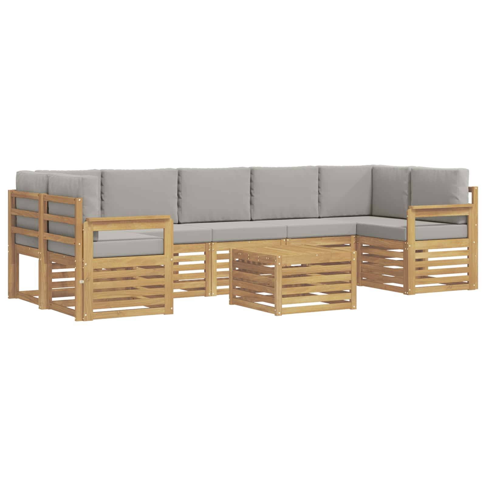 vidaXL Outdoor-Sofagarnitur 8 pcs Weiß und Hellgrau Polyester