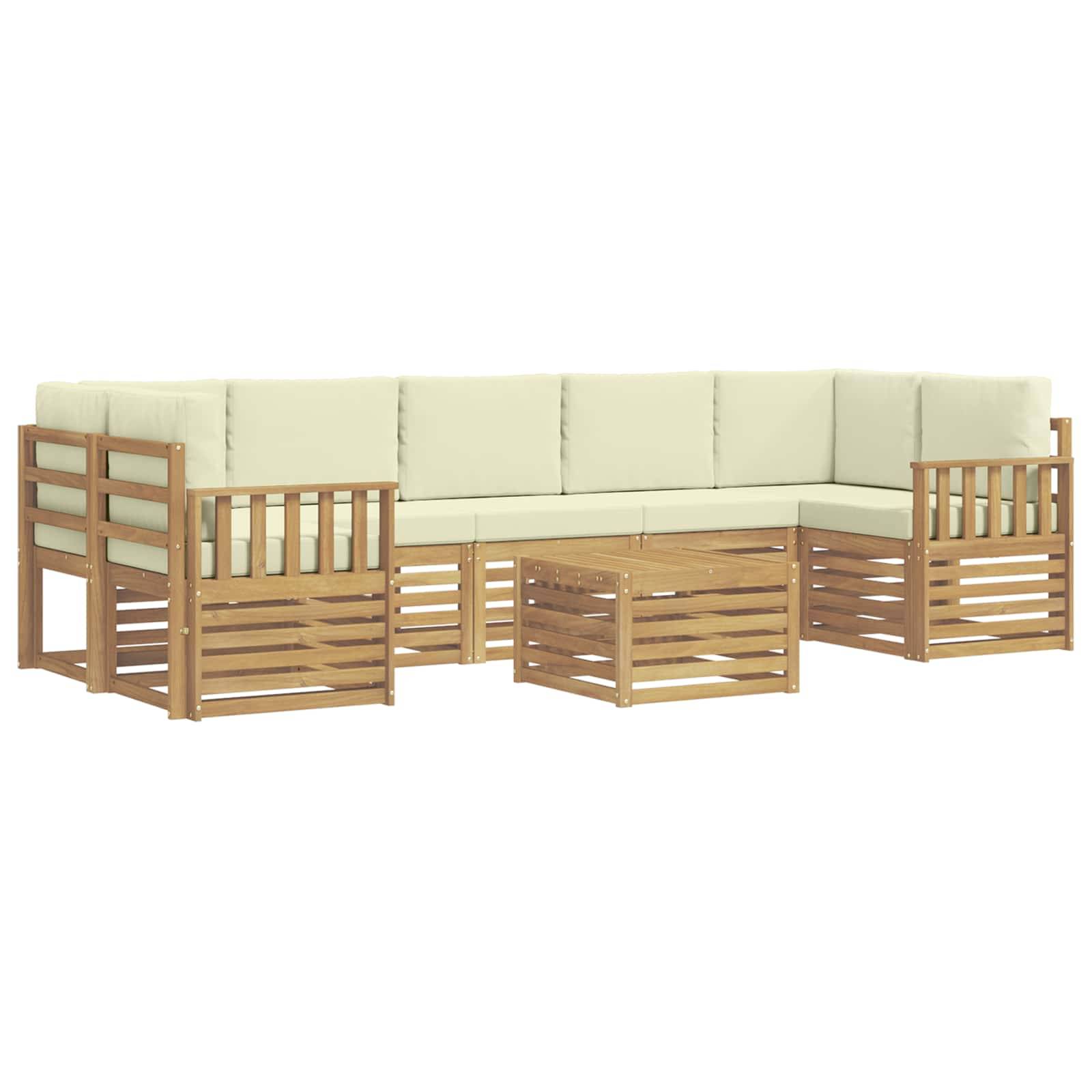 vidaXL Outdoor-Sofagarnitur mit Kissen 8 pcs Weiß und Creme Polyester