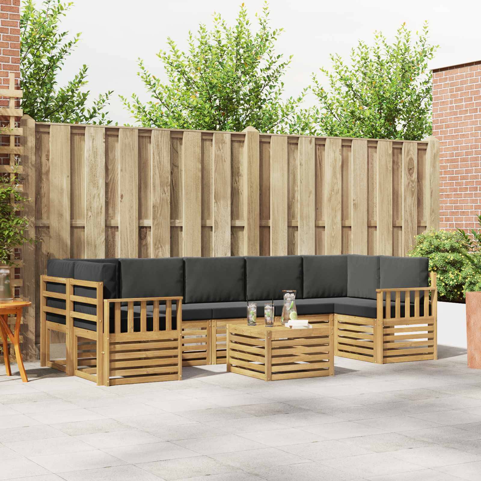 vidaXL Outdoor-Sofagarnitur 8 pcs Weiß und Anthrazit Polyester