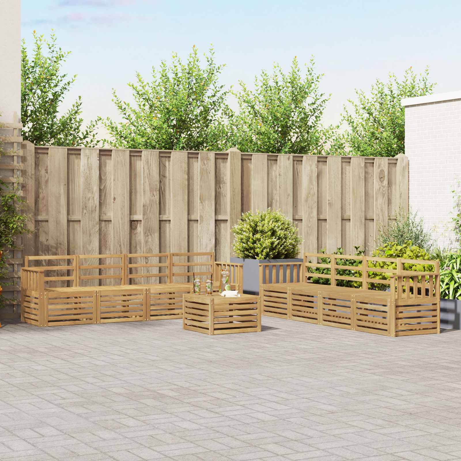 vidaXL Outdoor-Sofagarnitur 9 pcs Weiß 59 x 59 x 37 cm