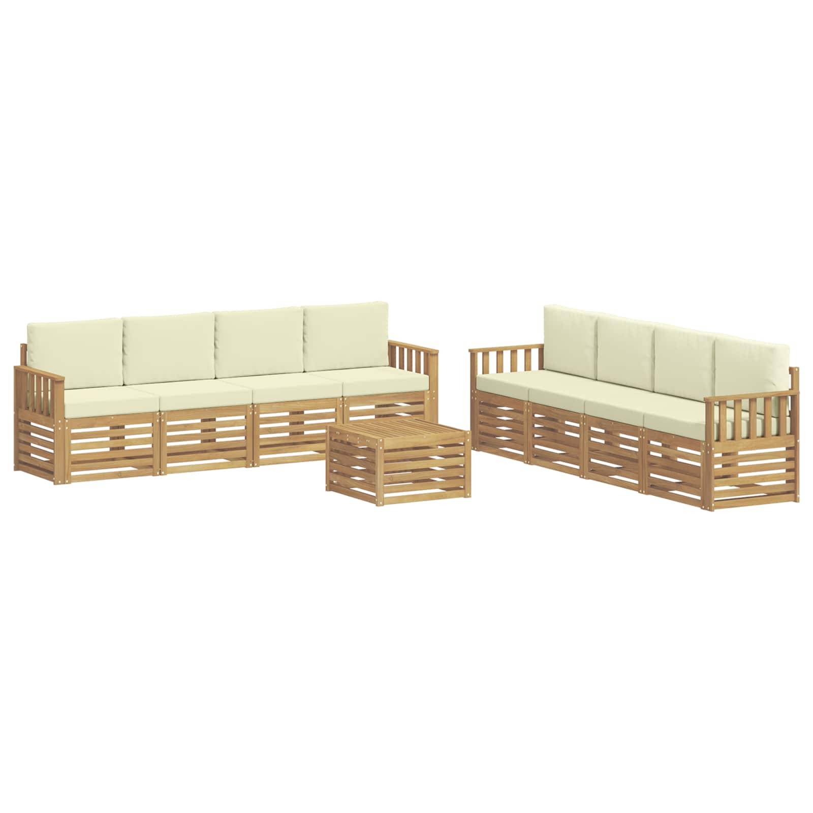 vidaXL Outdoor-Sofagarnitur 9 pcs Weiß und Creme 59 x 59 x 37 cm