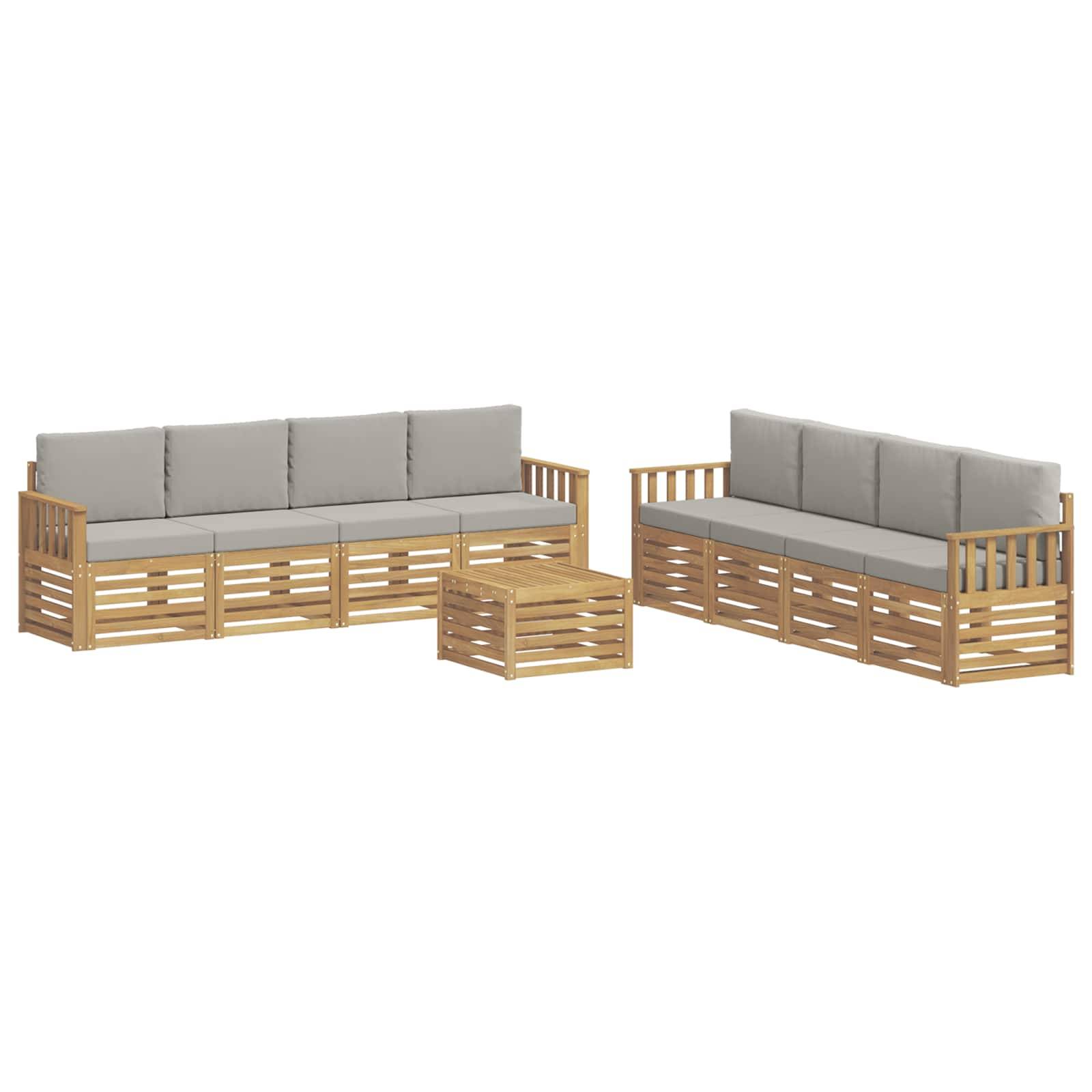 vidaXL Outdoor-Sofagarnitur 9 pcs Weiß und Hellgrau 59 x 59 x 37 cm