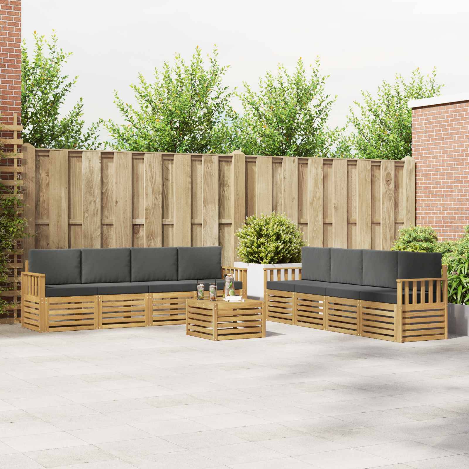 vidaXL Outdoor-Sofagarnitur 9 pcs Weiß und Anthrazit 59 x 59 x 37 cm