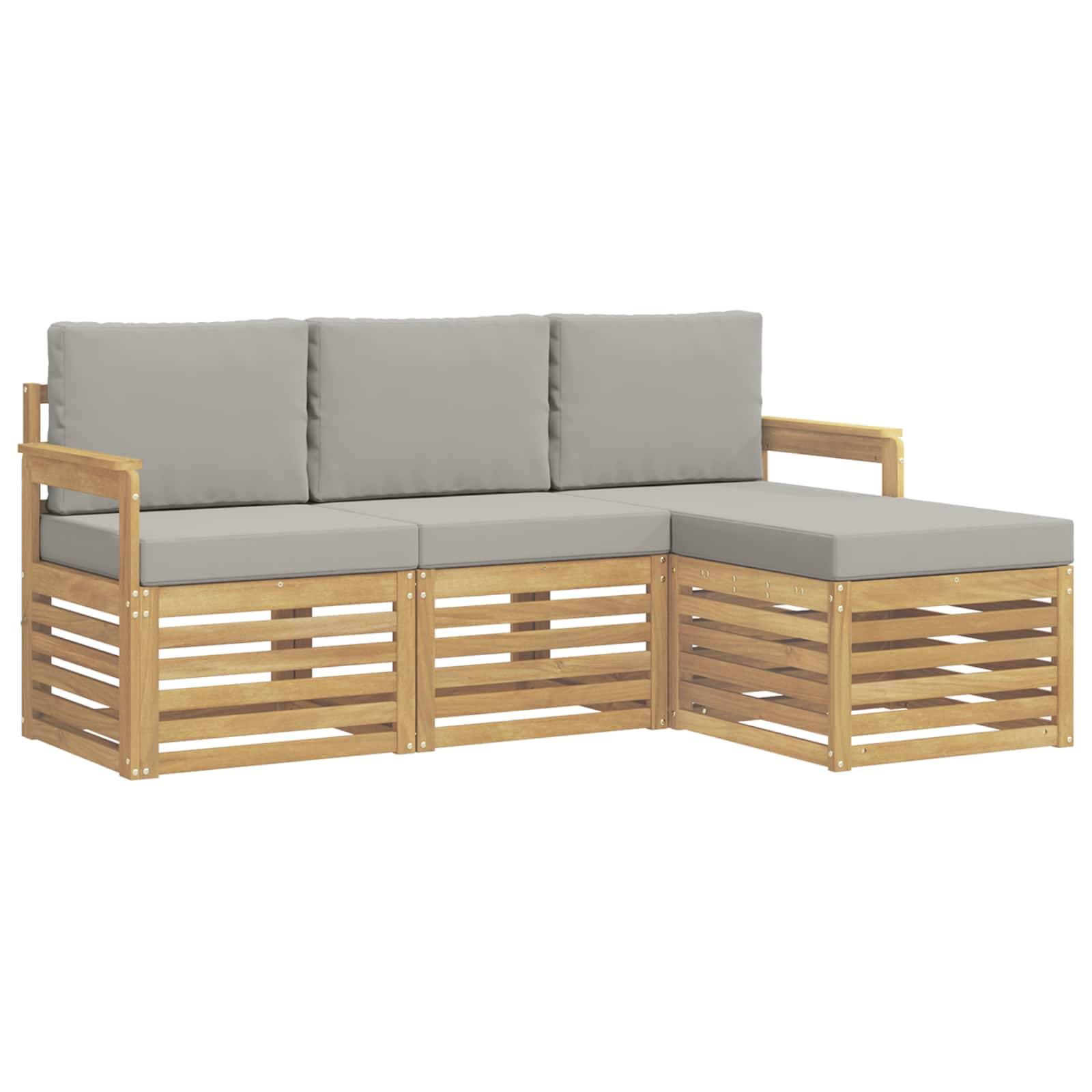 vidaXL Outdoor-Sofagarnitur 4 pcs Weiß und Hellgrau