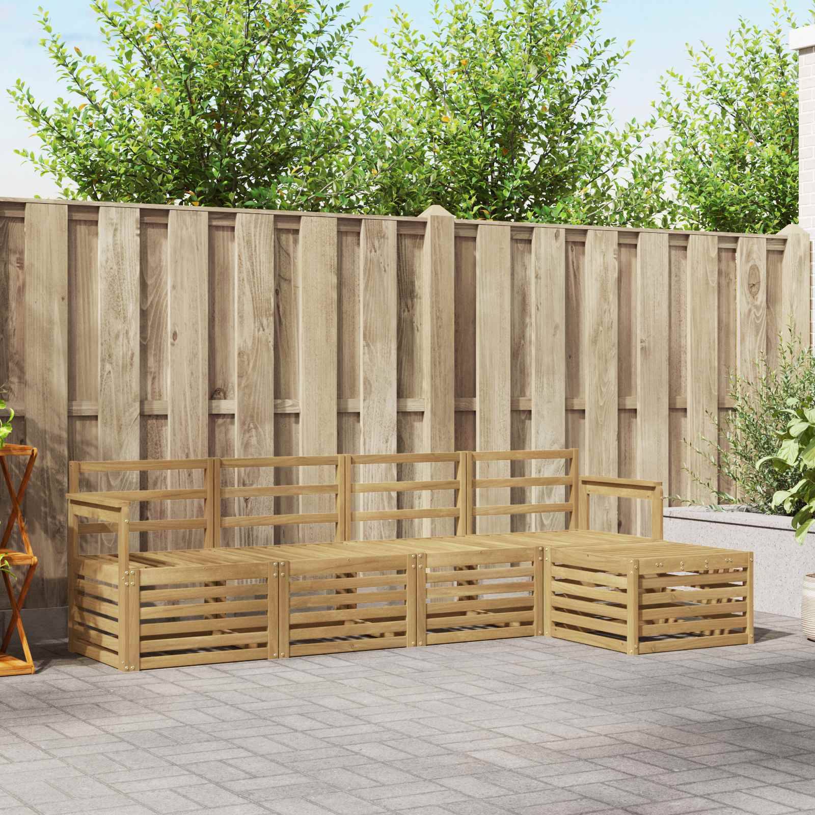 vidaXL Outdoor-Sofagarnitur 5 pcs Weiß 249 x 122,5 x 73 cm