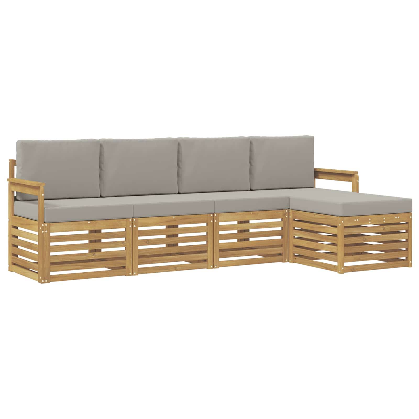 vidaXL Outdoor-Sofagarnitur 5 pcs Weiß und Hellgrau