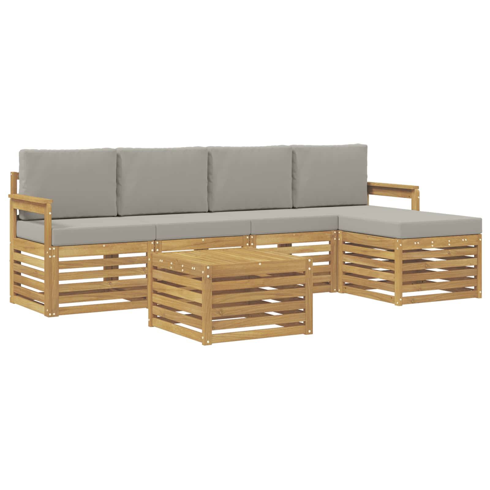 vidaXL Outdoor-Sofagarnitur 6 pcs Weiß und Hellgrau 59 x 59 x 37 cm