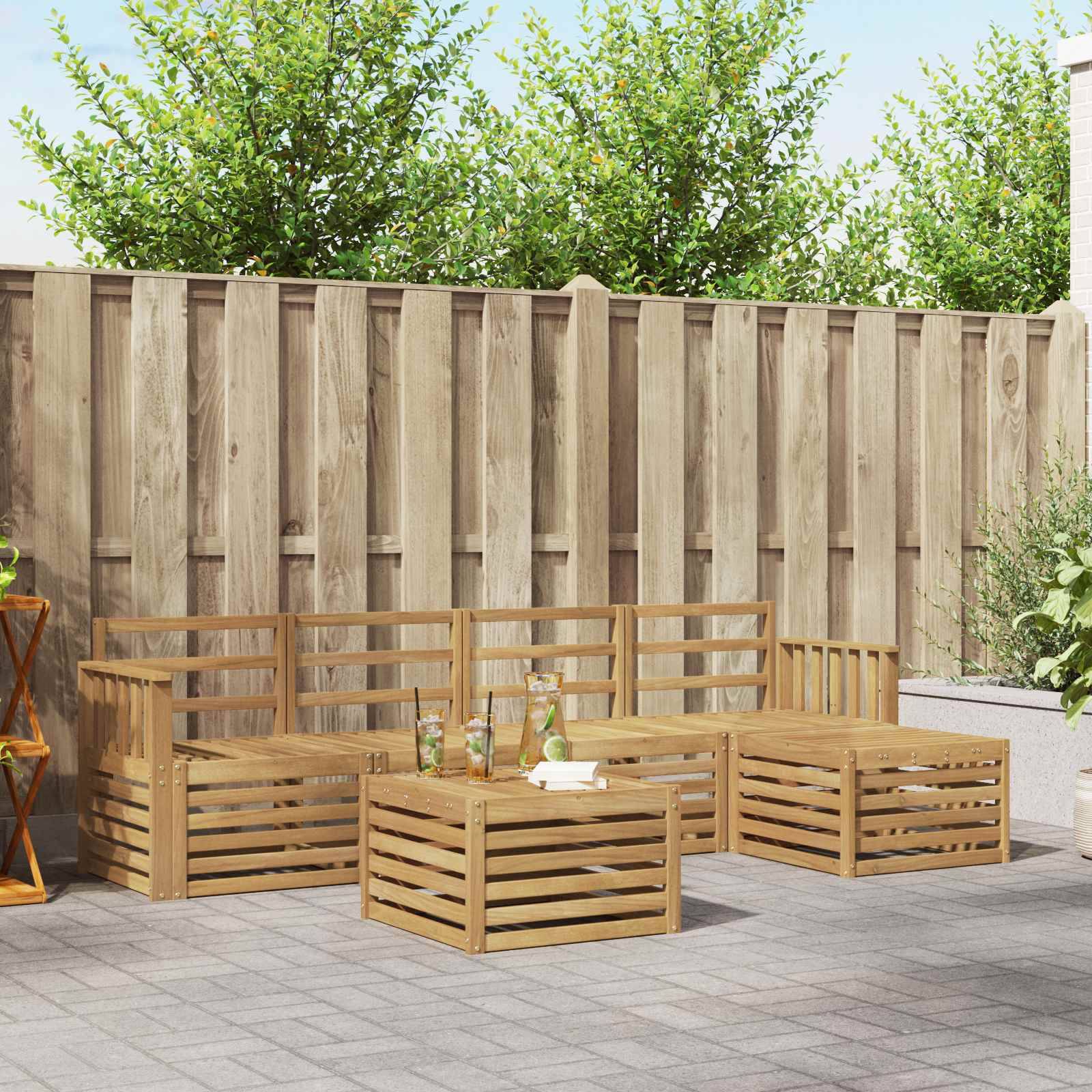 vidaXL Outdoor-Sofagarnitur 6 pcs Weiß 59 x 59 x 37 cm