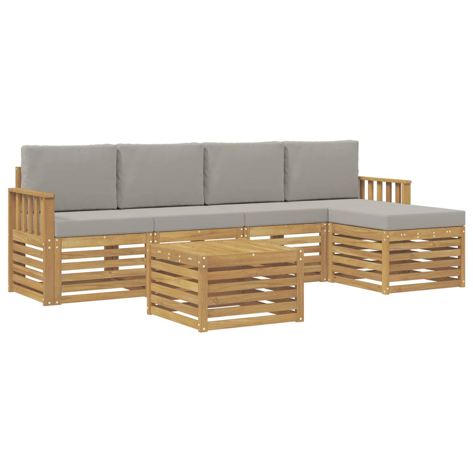 vidaXL Outdoor-Sofagarnitur 6 pcs Weiß und Hellgrau 59 x 59 x 37 cm
