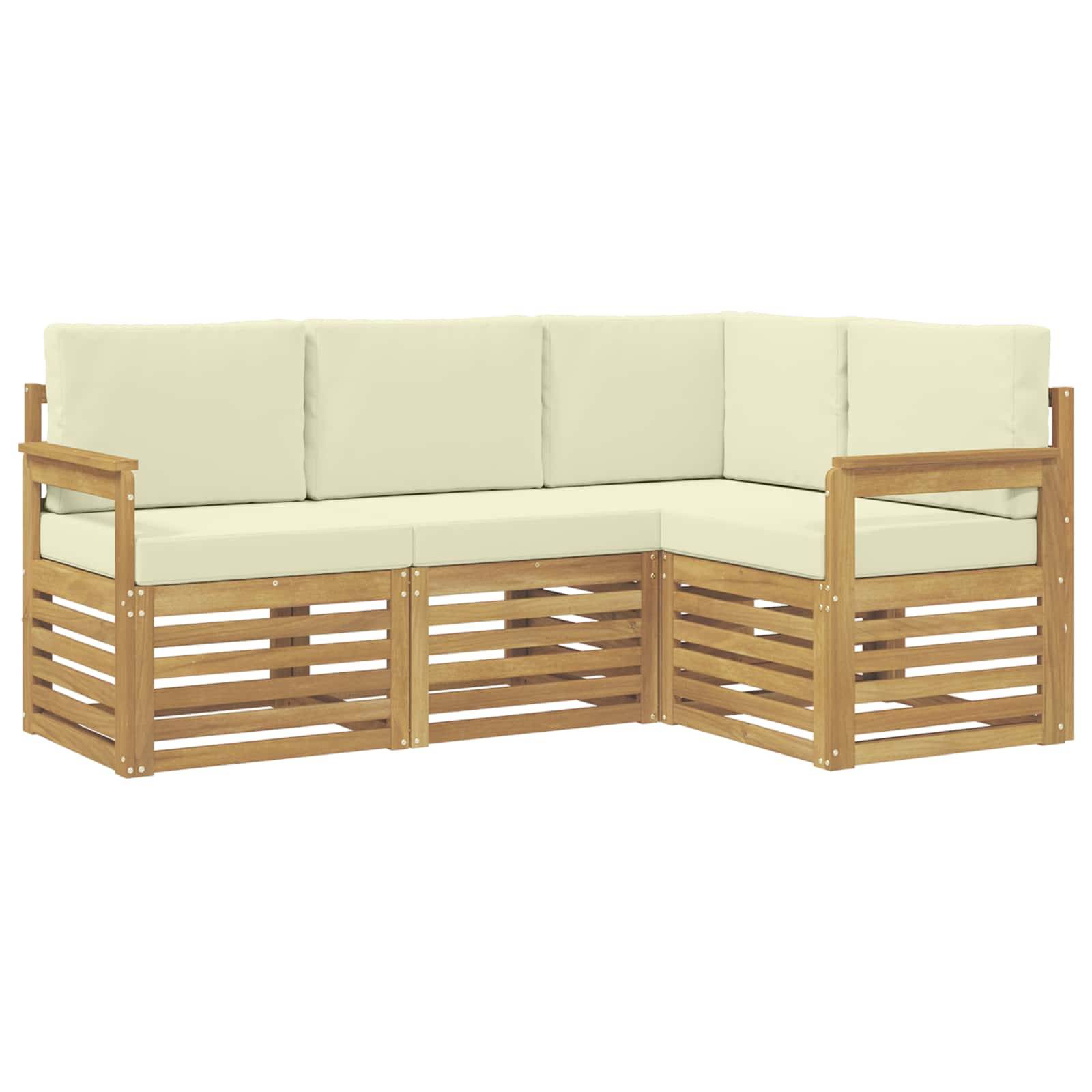 vidaXL Outdoor-Sofagarnitur 4 pcs Weiß und Creme 187,5 x 128,5 x 73 cm